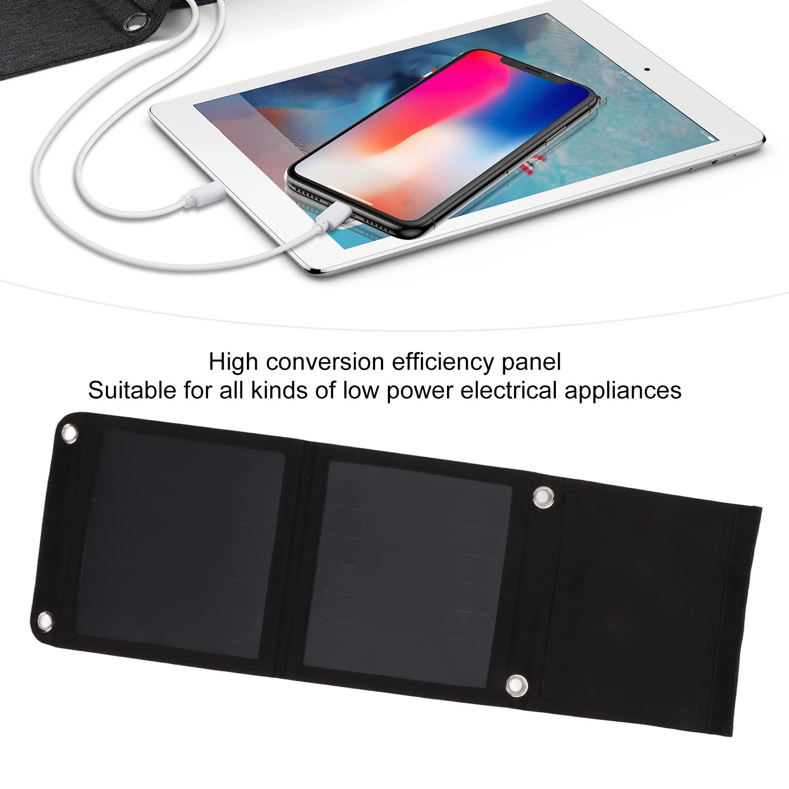 EVTSCAN 12W 5V Portable Foldable Solar Panel with USB Output - Lightweight Polycrystalline Solar Charger for Camping, Hiking, Emergency Power (Compatible with Smartphones, Laptops, Smartwatches, LED Flashlights)