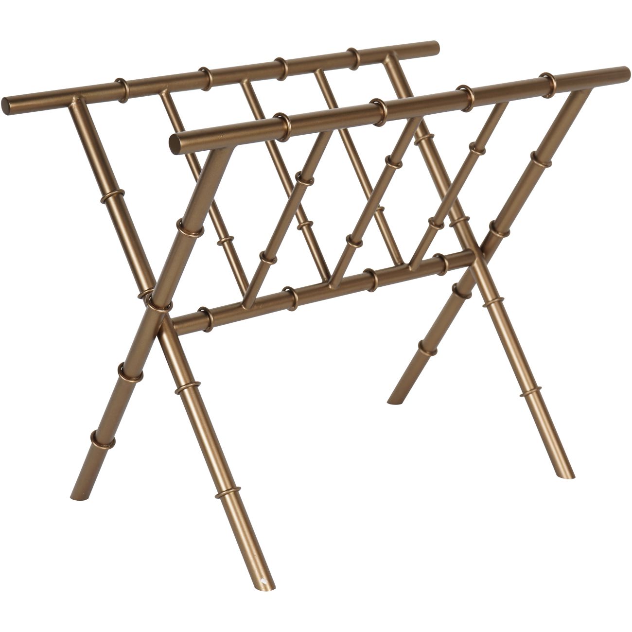 Vintage Antique Brass Bamboo Finish Magazine Rack Holder - Stylish Home Office Decor for Books, Newspapers & Magazines Organization