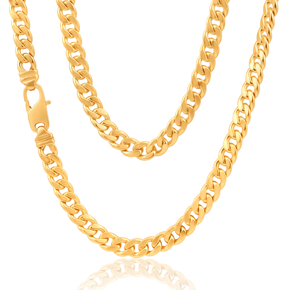 9ct Stunning Yellow Gold Copper Filled Curb Chain Necklace for Women - Perfect for Layering, Gift Giving & Everyday Elegance
