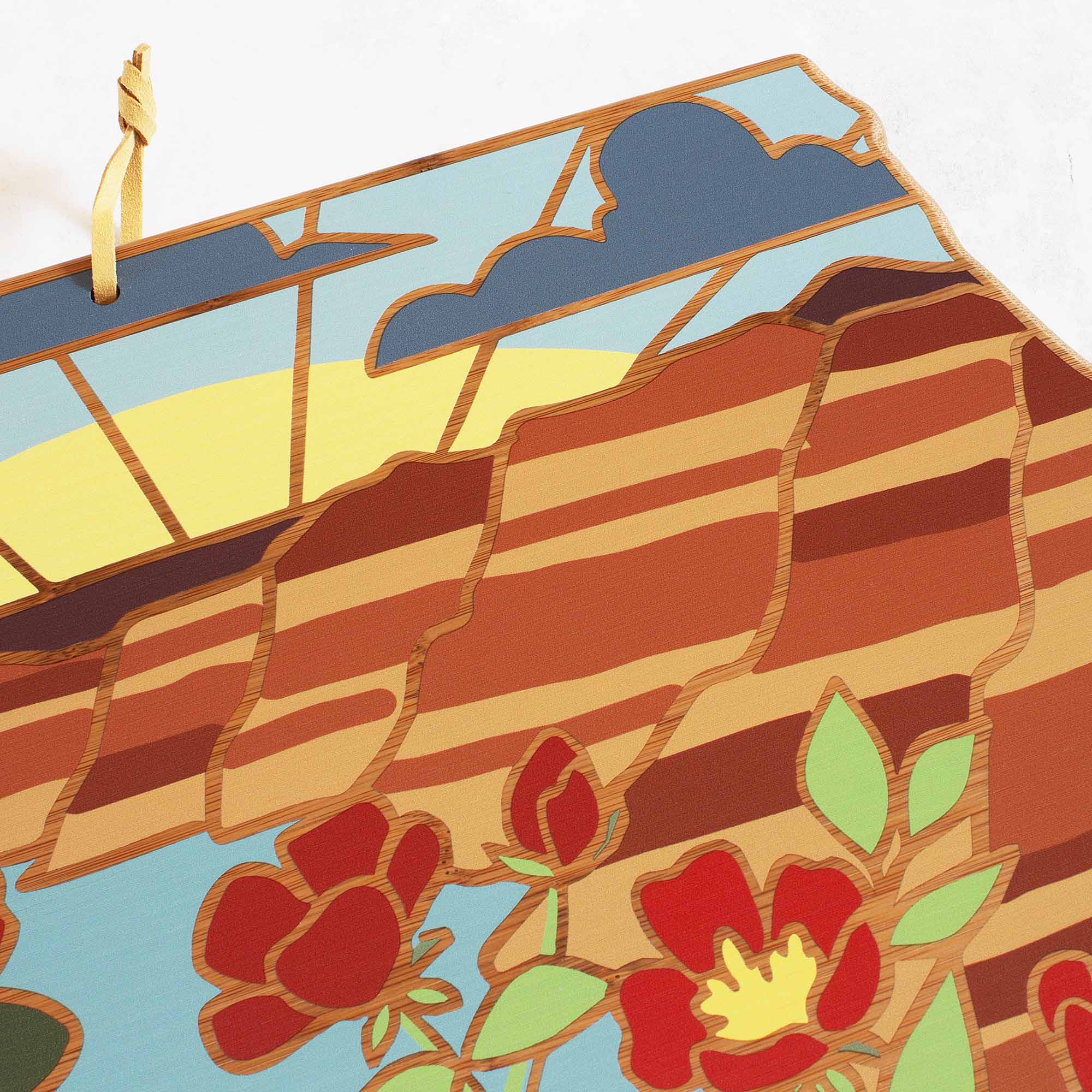 Handmade North Dakota Themed Wooden Cutting Board with Summer Stokes Artwork - Perfect for Kitchen Decor, Gift Giving, and Home Use