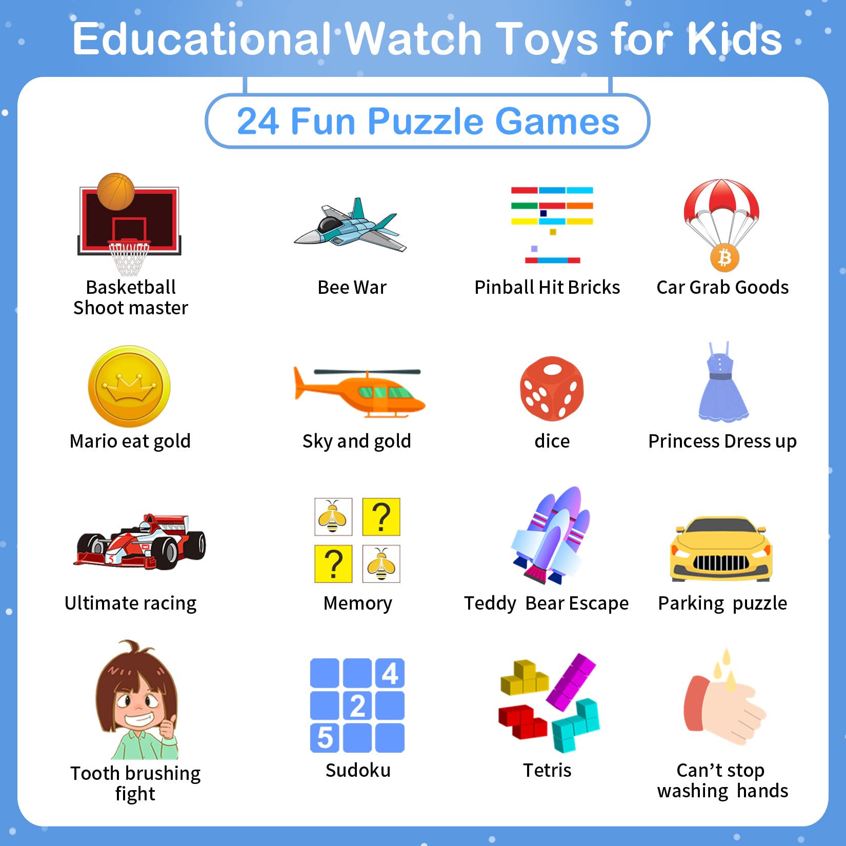Phyulls Kids Smart Watch with Camera, Music Player, Pedometer & Learning Cards - Waterproof Digital Watch for Boys & Girls Ages 3-12 - Perfect for School, Playtime & Outdoor Activities