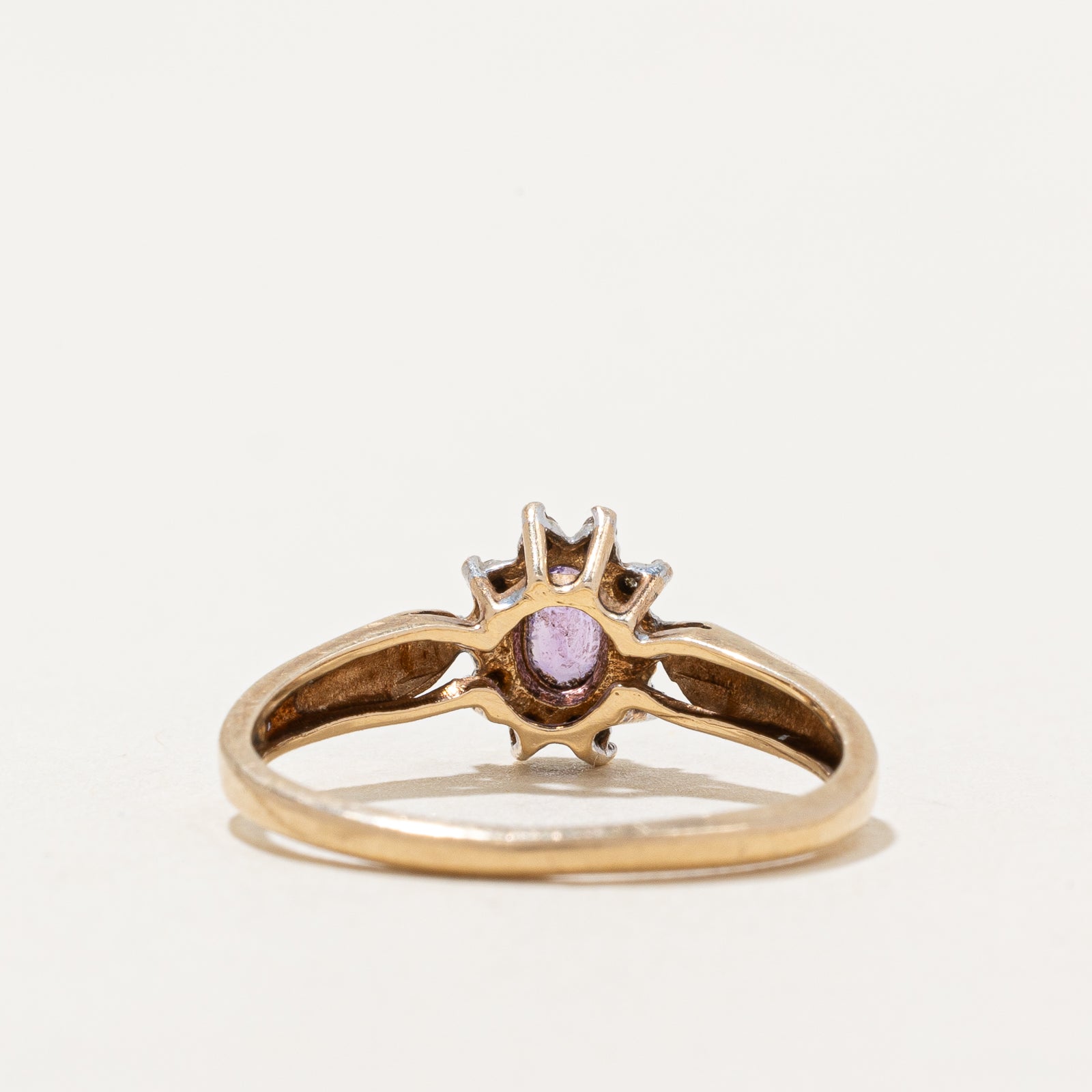 10K Yellow Gold Pink Quartz and Diamond Ring - 0.175ct Natural Pink Quartz & 0.05ctw Diamond Accents | Size 7 | Elegant Gift for Anniversary, Engagement or Valentine's Day