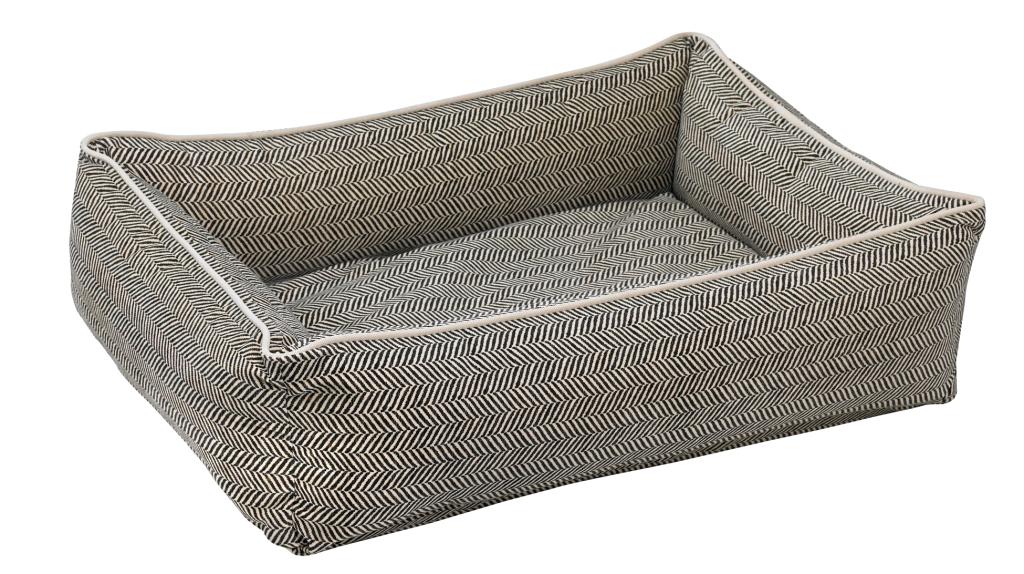 Bowsers Urban Lounger - Premium Herringbone Microvelvet Pet Bed for Dogs & Cats, Ultra Soft Washable Dog Bed with Removable Cover, Perfect for Living Room, Bedroom & Apartment Use