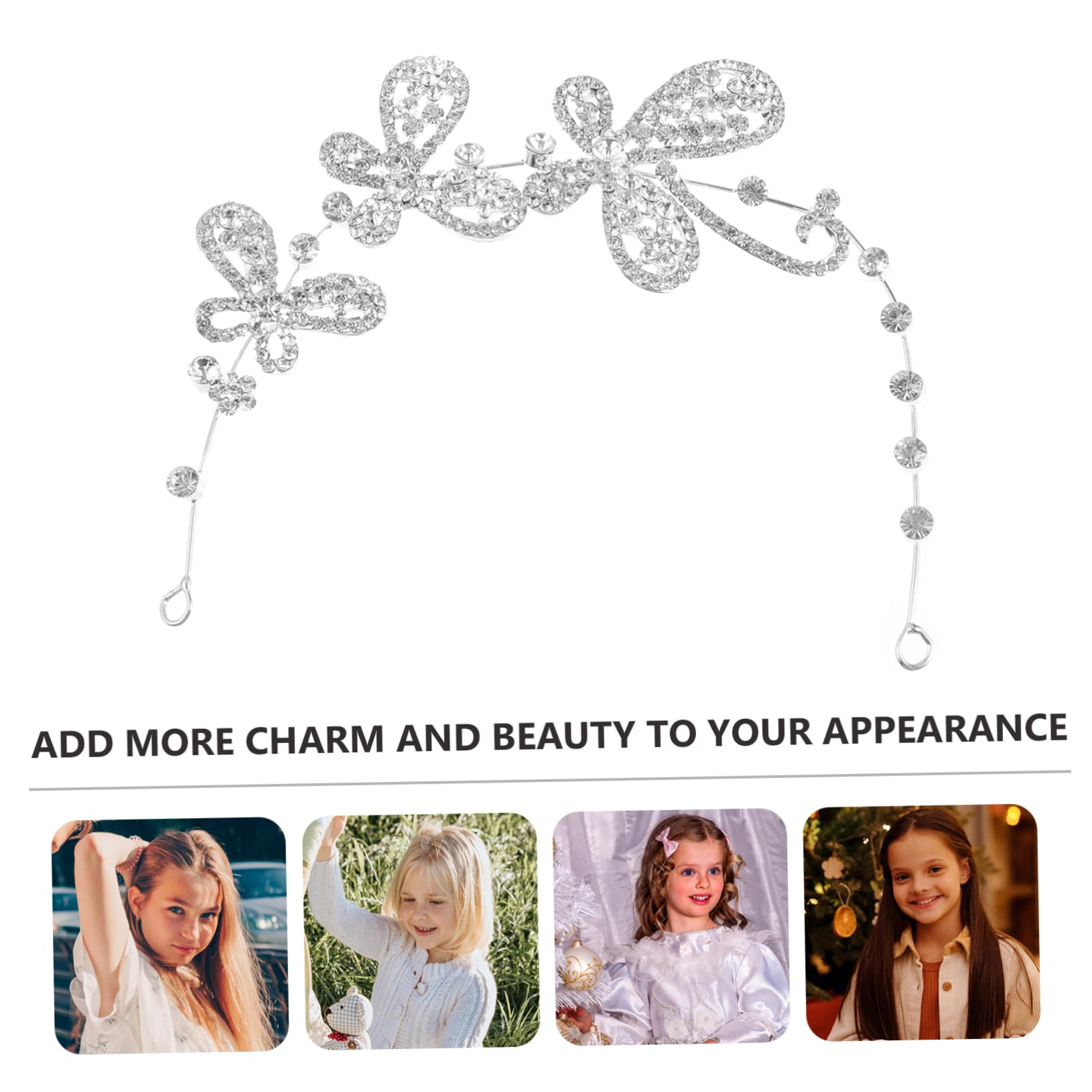 POPETPOP Butterfly Rhinestone Tiara - Princess Hair Hoop Crystal Headpiece for Brides, Kids & Weddings | Alloy Full Rhinestone Headdress for Birthday Parties, Pageants & Special Events