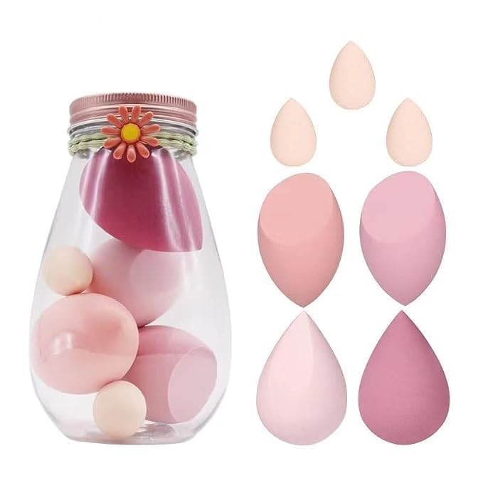 **FACEJEWEL 7-Piece Makeup Sponge Set with Storage Box - Foundation & Powder Blending Beauty Sponges for Flawless Makeup Application - Perfect for Daily Use, Travel & Professional Makeup Artists (Multicolor)**