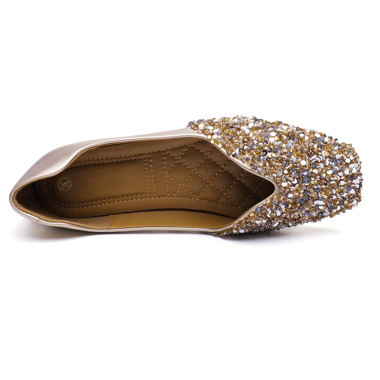 Women's Rhinestone Square Toe Ballet Flats - Comfortable Slip On Low Heel Dress Shoes for Wedding, Party & Office Wear | Fashionable & Elegant Women's Flats