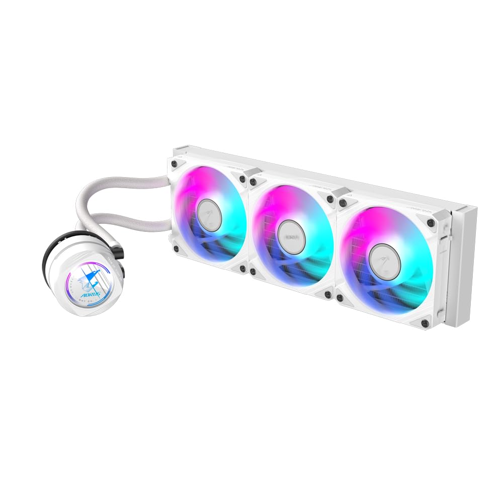 GIGABYTE AORUS WATERFORCE II 360 AIO Liquid CPU Cooler with 3 ARGB 120mm Fans - Intel LGA 1851 & AMD AM5 Compatible - Sliding Interlocking Mechanism & Daisy-Chain for Easy Installation - Perfect for Gaming PC Builds and High-Performance Workstations