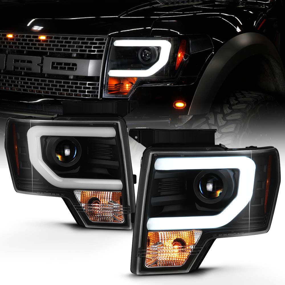 ACANII LED Projector Headlights for 2009-2014 Ford F150 - Black Housing Halogen Replacement Headlamps (Driver & Passenger Side) - Upgrade Your Truck's Night Visibility for Safer Driving