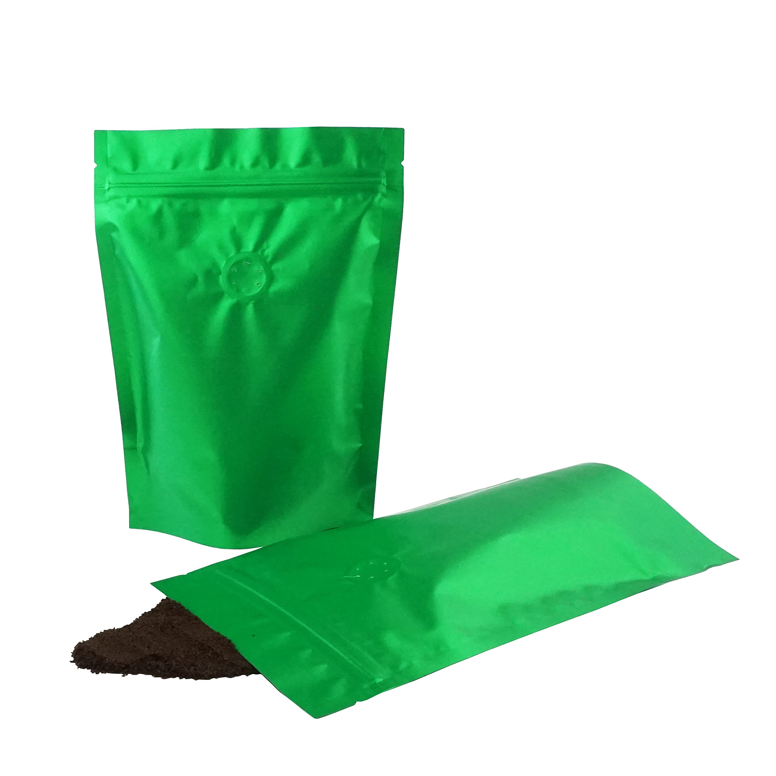 Premium Foil Coffee Packaging Bags with Zipper & Degassing Valve - Airtight Storage for Whole Bean & Ground Coffee - Eco-Friendly Green Stand-Up Pouches (6oz, Pack of 50) - Perfect for Home Roasting, Coffee Shops & Gifting