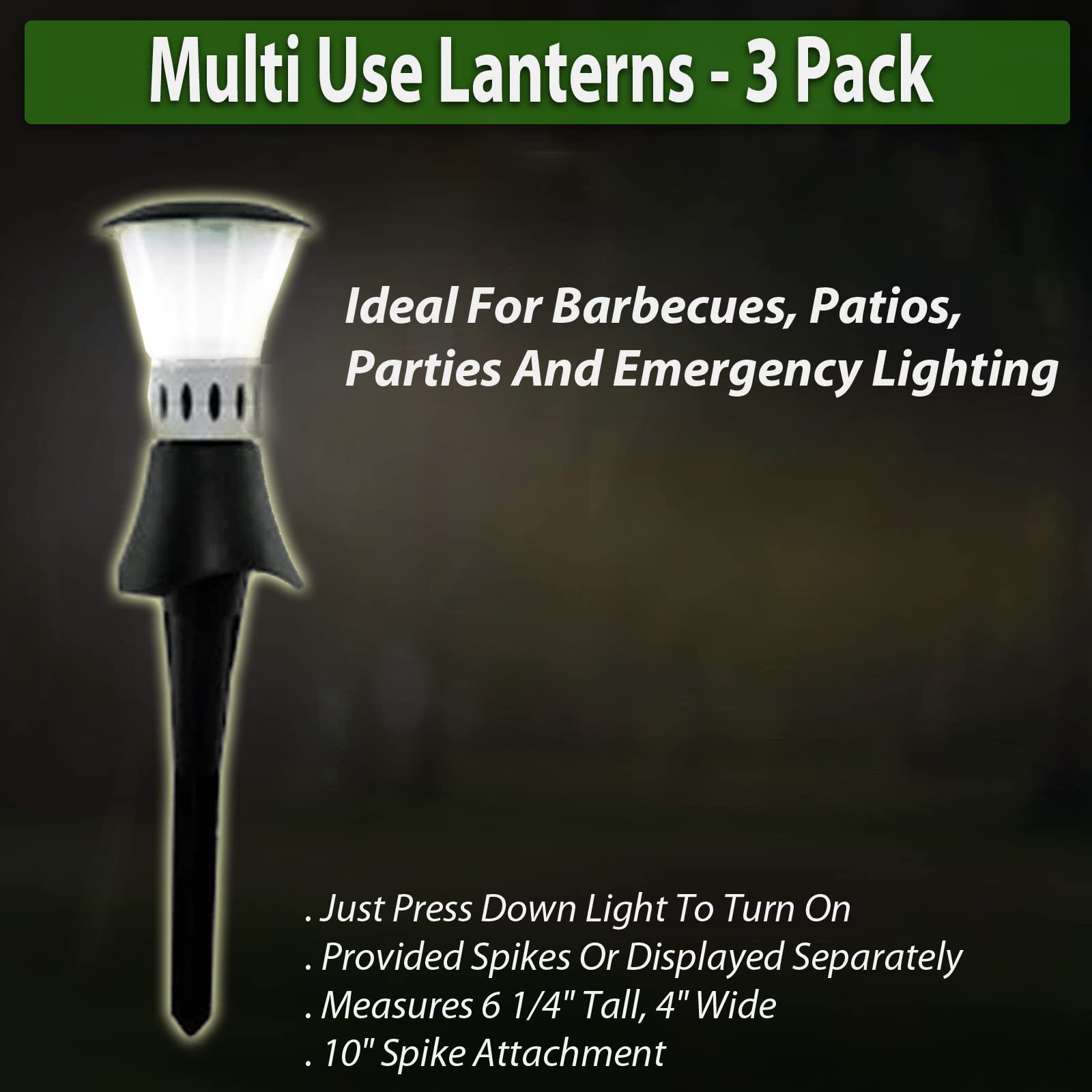 LED Touch Lantern Garden Lights - 3-Piece Set for Outdoor Patio, Pathway, and Backyard Decor