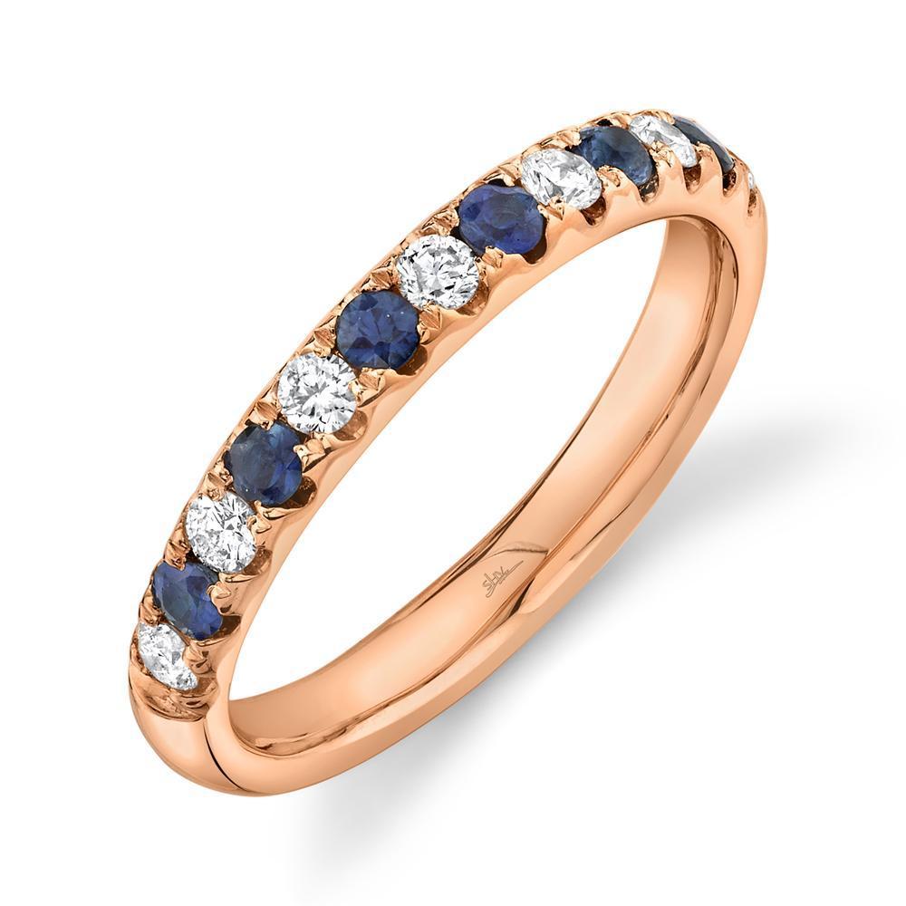 14K Gold 0.60 CTW Round Sapphire & Diamond Wedding Band Ring - Perfect for Engagement, Anniversary & Bridal Jewelry Gifts