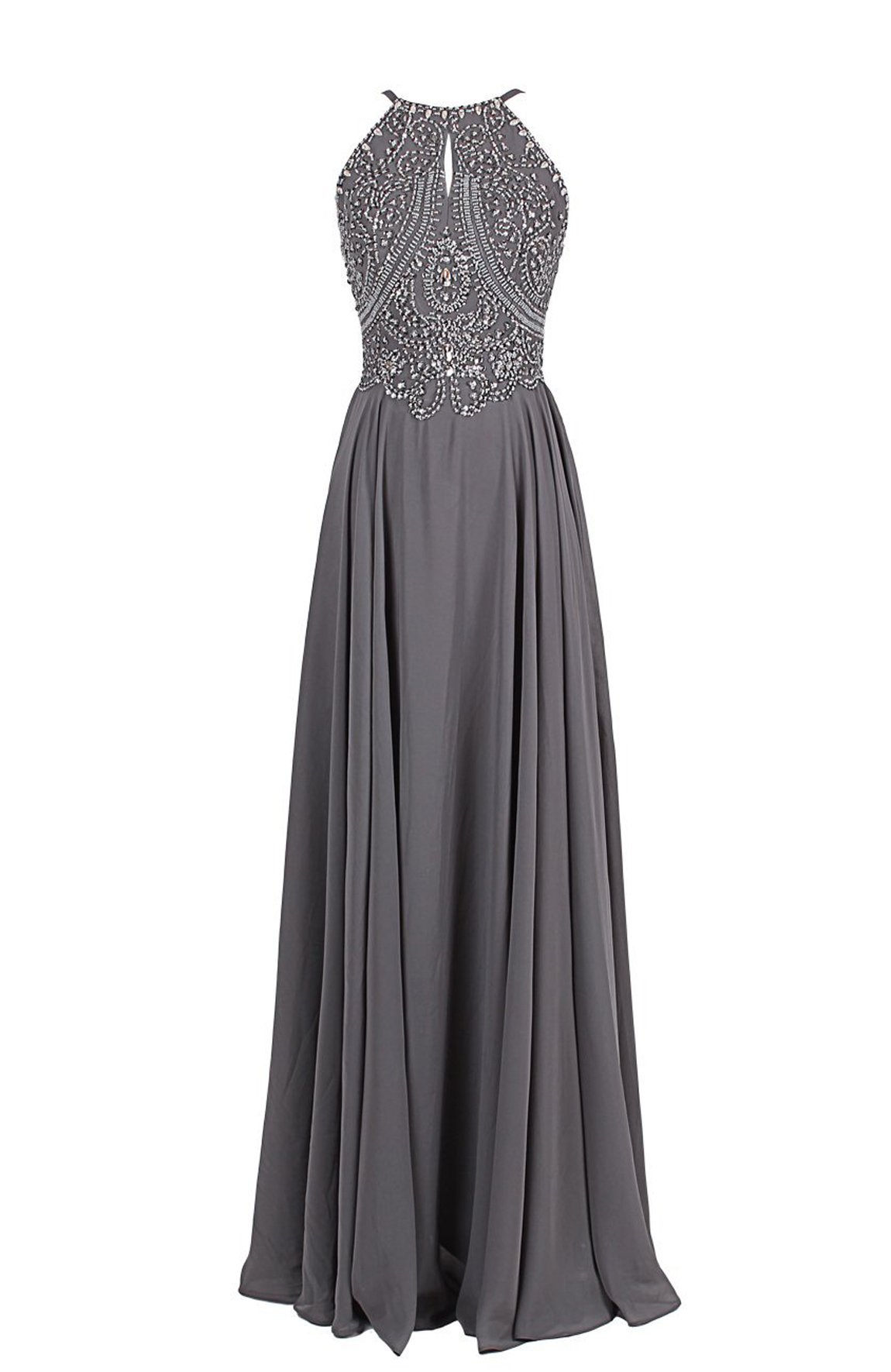 Elegant Beaded Chiffon Prom Dress with Straps - BD100 Long Evening Gown for Homecoming, Wedding, and Formal Events