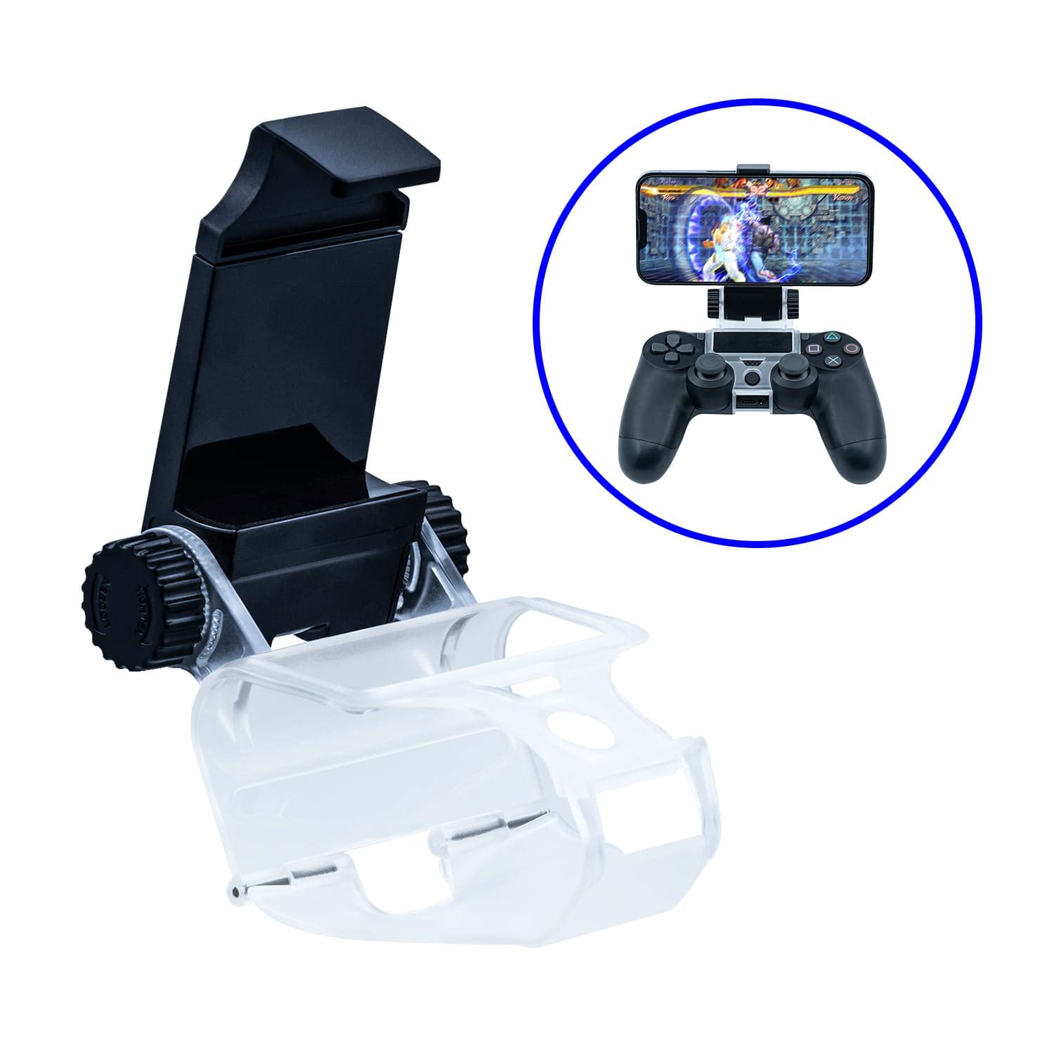 Mcbazel PS4 Controller Phone Holder Clip - Compatible with PS4, PS4 Slim & PS4 Pro - Black | Perfect for Gaming Hands-Free & Live Streaming