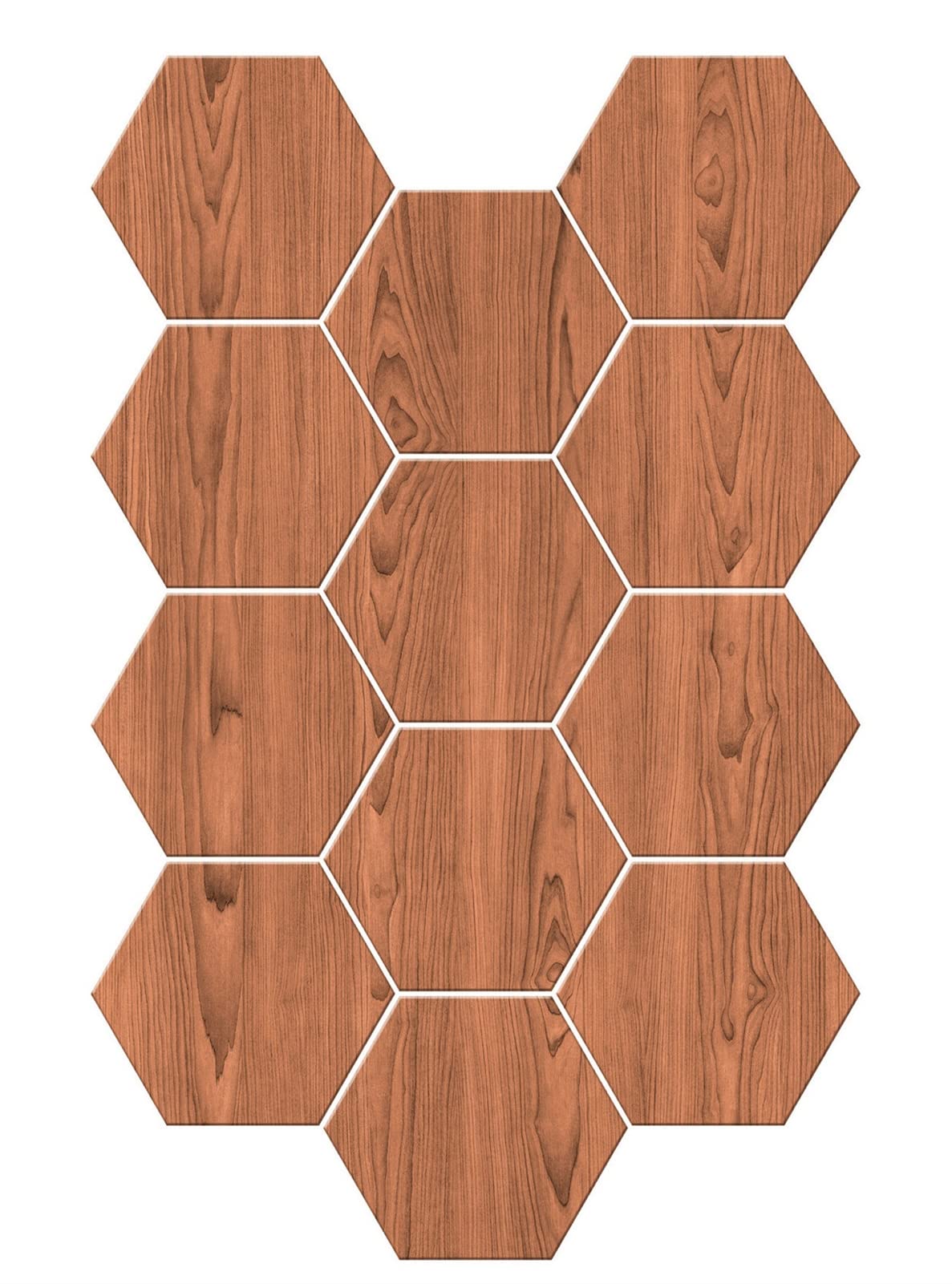 Reyox Hexagonal Peel and Stick Tile Backsplash - Self-Adhesive Vinyl Flooring - Waterproof Oil-Proof Wall Decal - 20 PCs Wood Red - Perfect for Kitchen Backsplash, Bathroom, and Home Decor