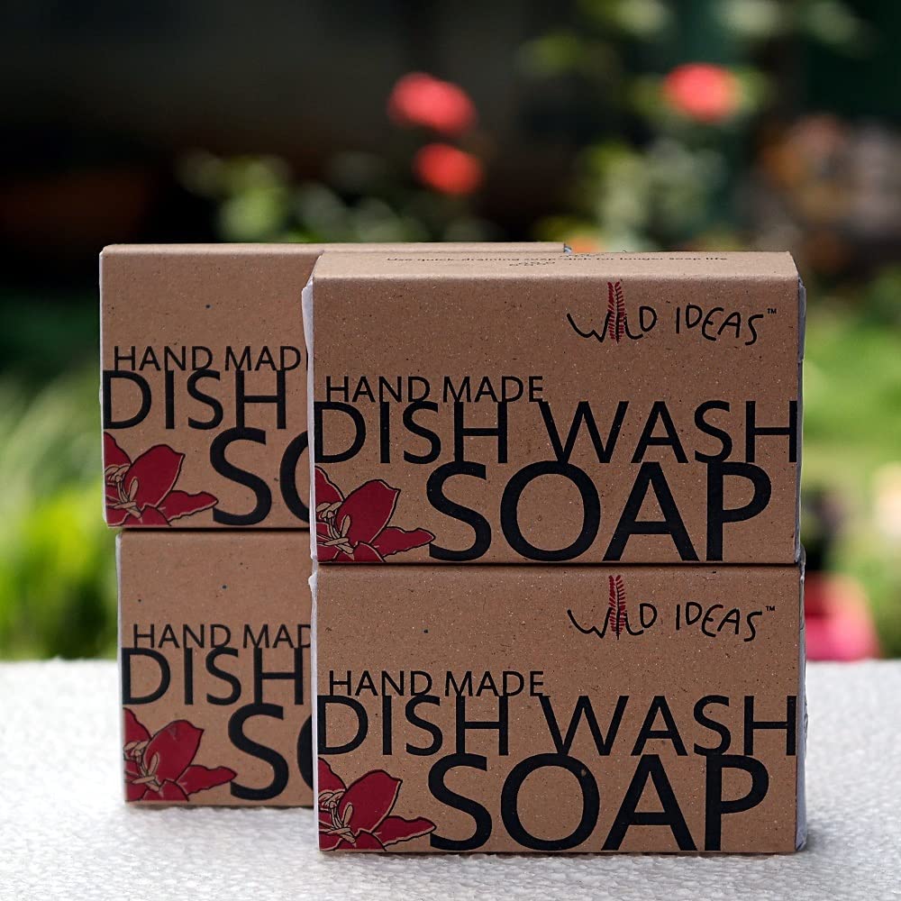 Eco-Friendly Wild Ideas Dish Wash Bar 100g (Pack of 4) - Natural & Vegan Soap for Kitchen, Camping & Travel | Biodegradable Dishwashing Solution