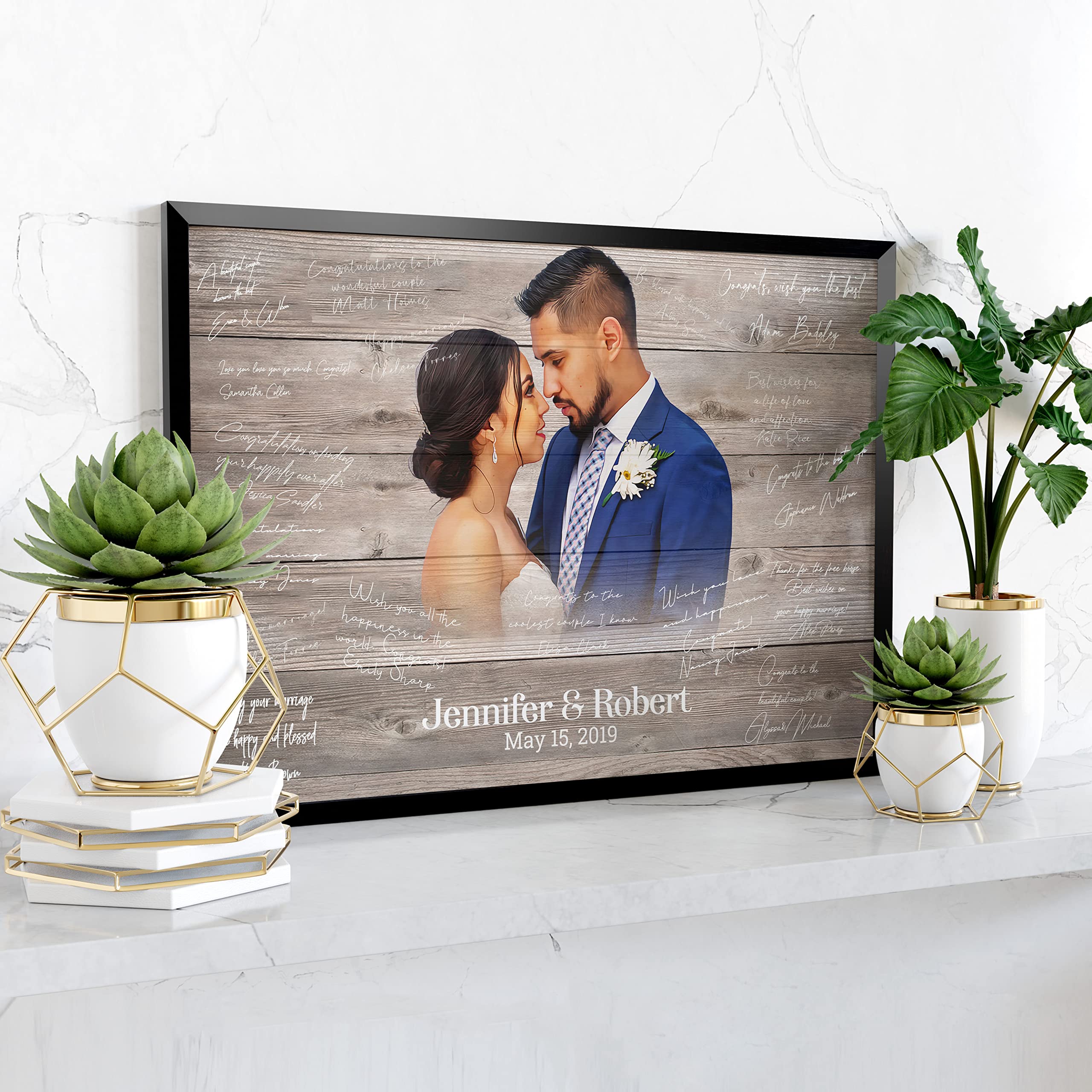 Personalized Wooden Wedding Guest Book Alternative - Rustic Wedding Decor for Guest Sign - Unique Wedding Gifts - Perfect for Barn Weddings, Outdoor Ceremonies & Anniversary Celebrations