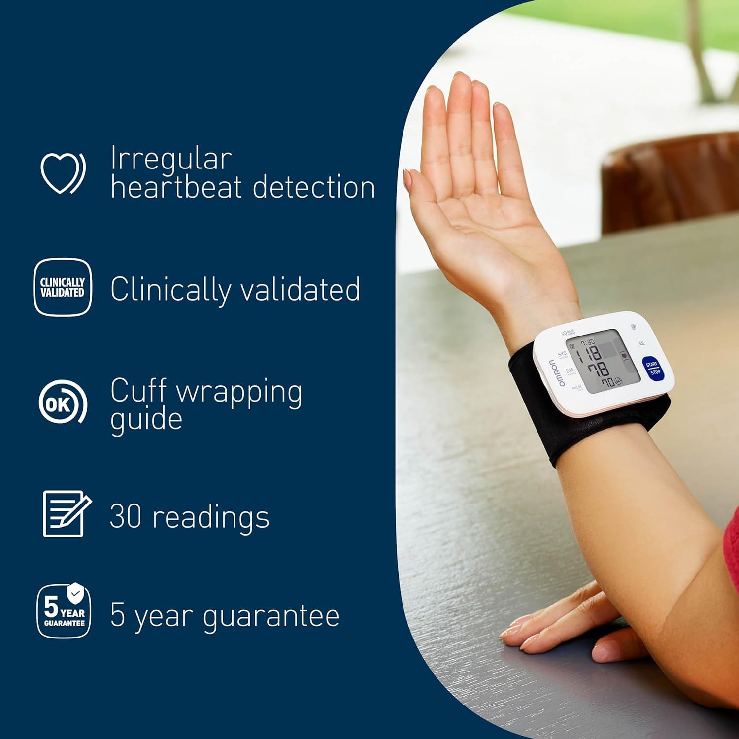 Omron RS2 Digital Wrist Blood Pressure Monitor with Irregular Heartbeat Detection - 30 Memory Storage - Portable BP Machine for Home & Travel Use