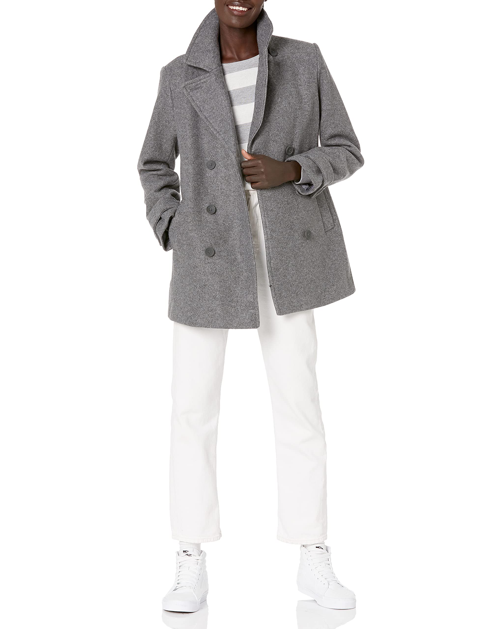 Amazon Essentials Women's Long-Sleeve Plush Peacoat Jacket - Warm Winter Coat with Soft Fleece Lining for Cold Weather, Work & Outdoor Activities