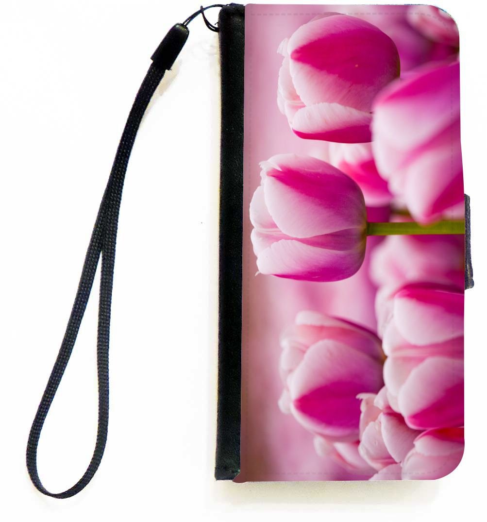 **Pink Tulips Flip Wallet iPhone Case with Magnetic Flap for Apple iPhone 5c - Stylish & Protective Cover for Everyday Use, Commuting, and Travel**