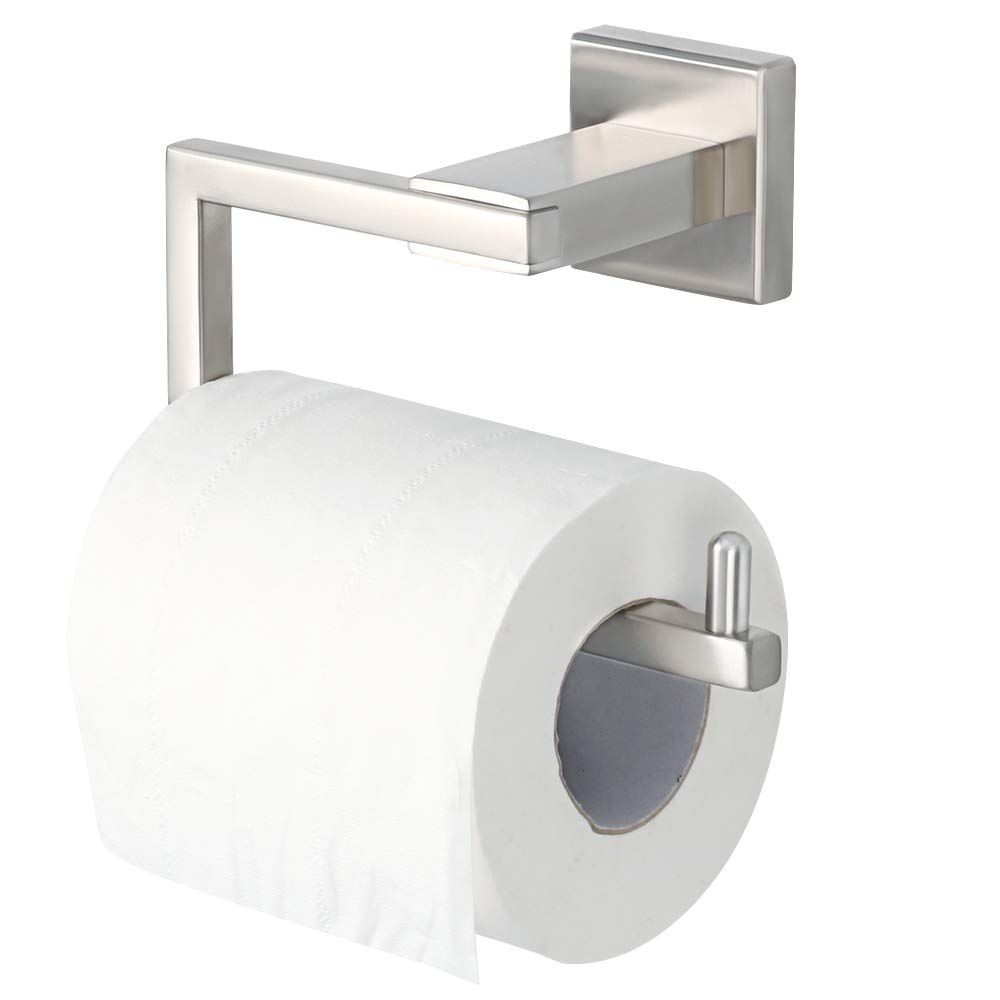 Stainless Steel Toilet Paper Holder - SUS 304 Brushed Nickel Wall Mount Bathroom Tissue Roll Hanger | Modern Home & Office Bathroom Storage Solution