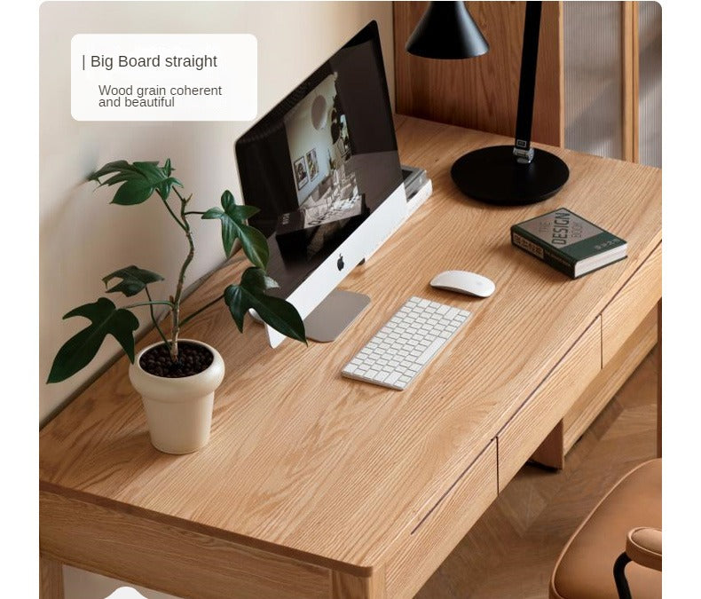 Premium Solid Wood Office Desk - Oak & Beech - Modern Home Office Furniture for Remote Work & Study