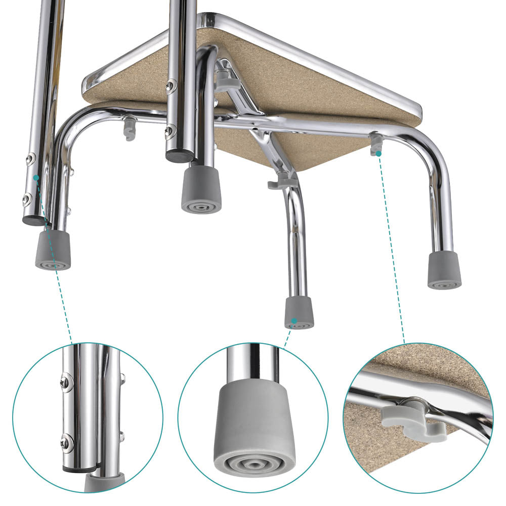 TheLAShop Heavy Duty Steel Safety Step Stool with Non-Slip Handle - 16
