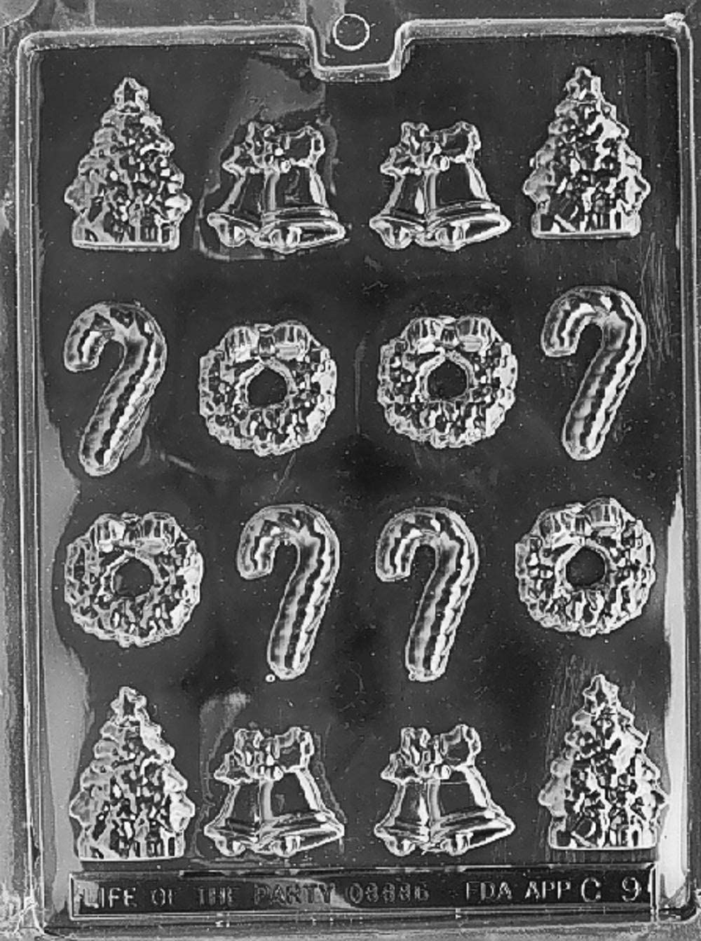 Food Safe Plastic Candyland Crafts Christmas Chocolate Soap Mold Set - Perfect for Baking, Candy Making, DIY Soap & Plaster Crafts - Pack of 4 (C009)