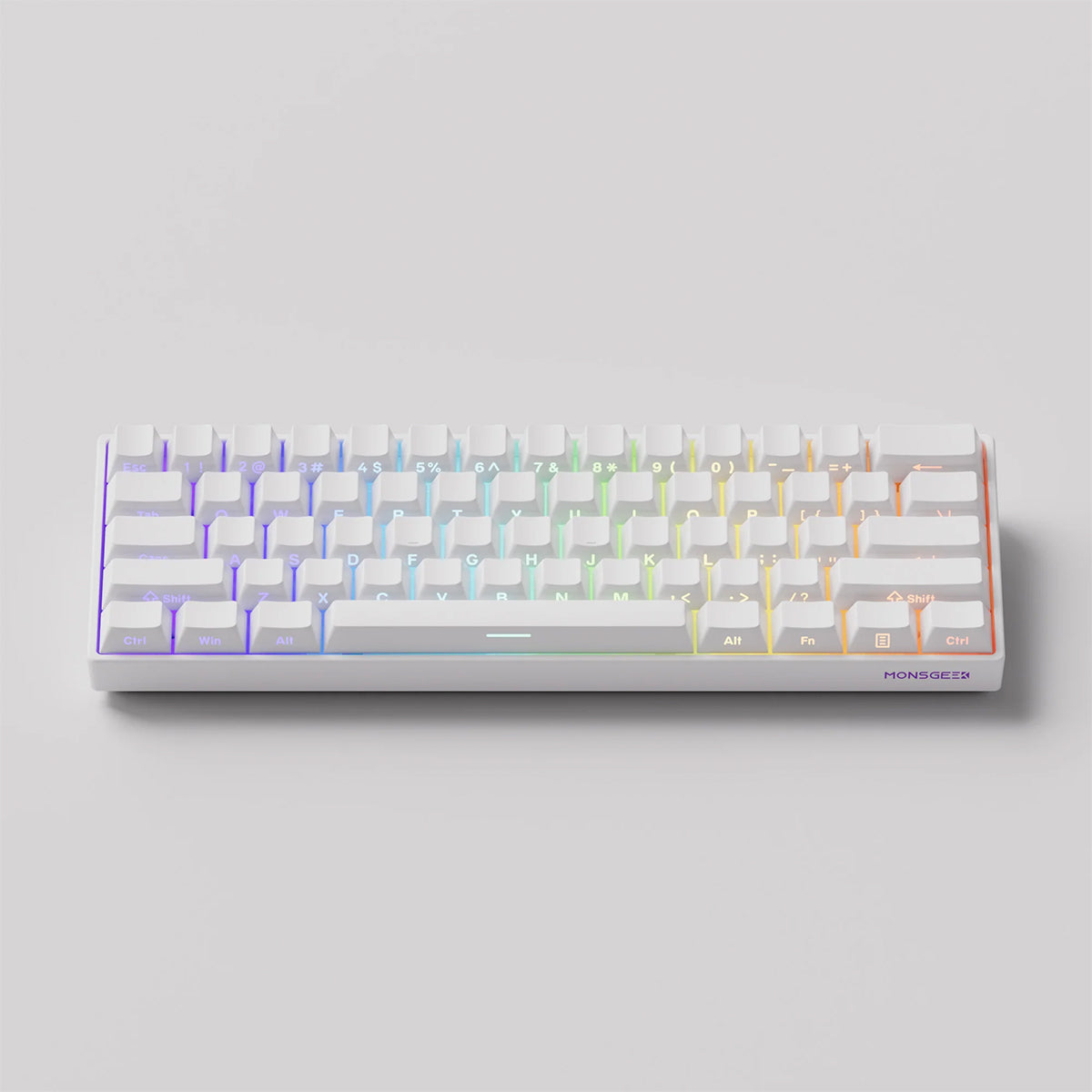 Akko Monsgeek Fun60 Pro 60% Wireless Mechanical Keyboard - Hall Effect Magnetic Switches, Hot-Swappable, RGB Backlit, White Glare Finish - Perfect for Gaming, Typing & Office Work