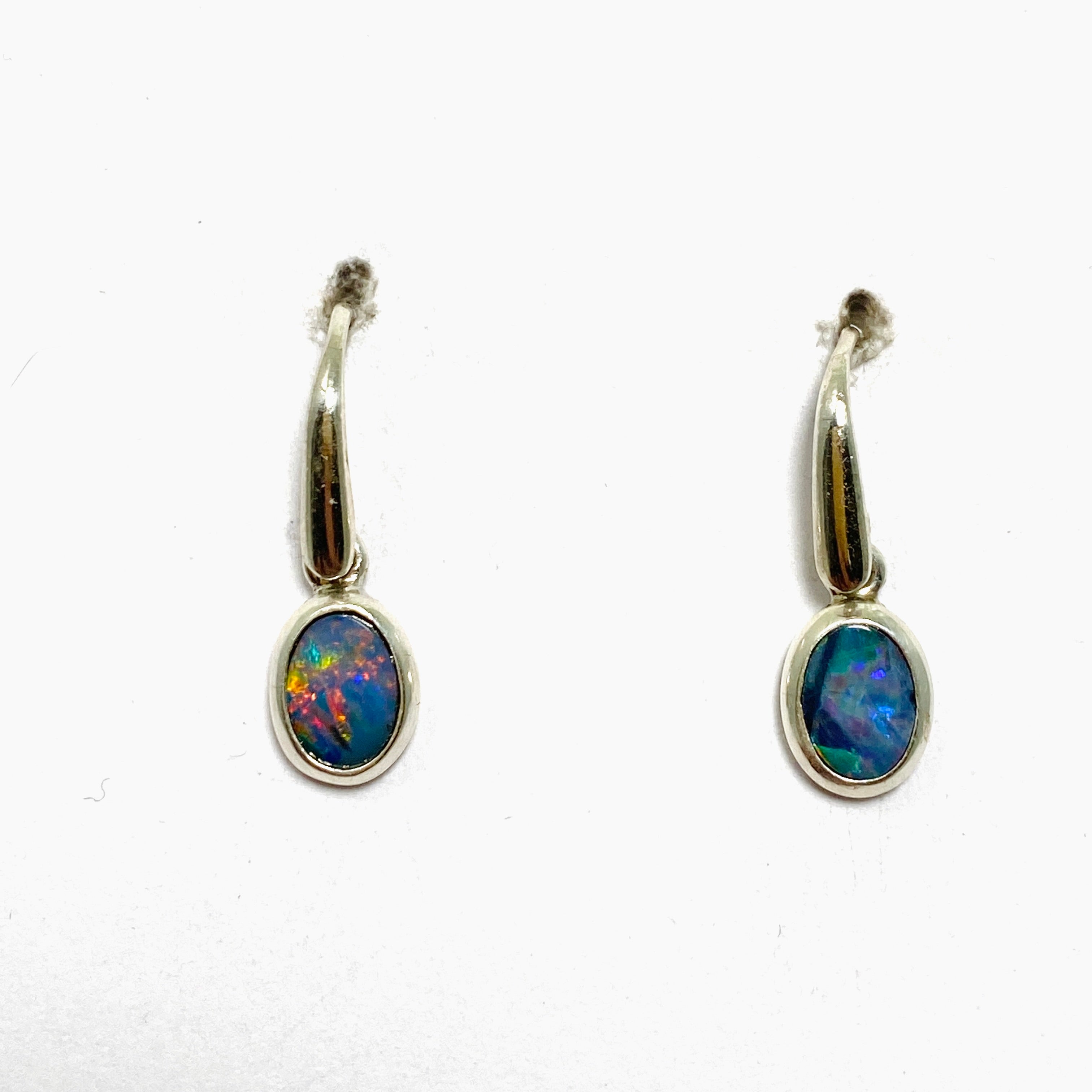 Natural Opal Doublet Oval Cabochon Earrings - Lightning Ridge Australian Opal Jewelry for Women - Perfect for Weddings, Parties & Special Occasions