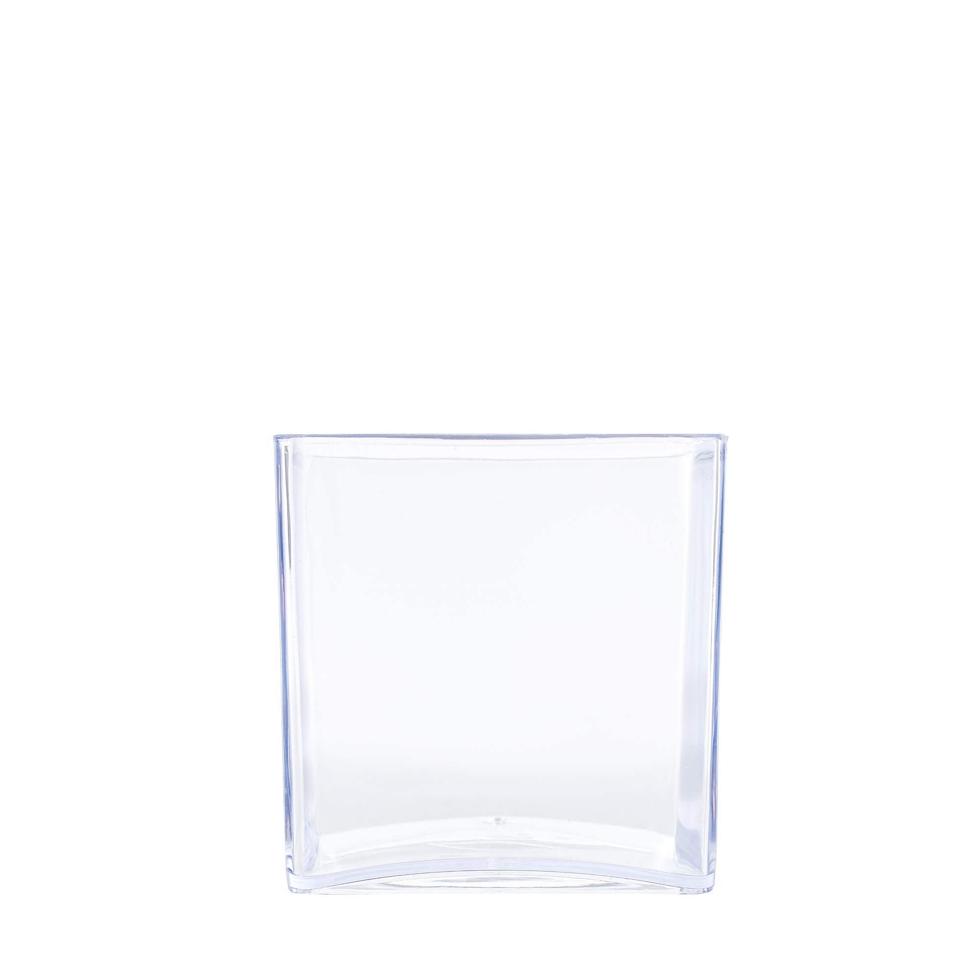 Simply Elegant Floral Cube Vase - 3x3 Inch Clear Acrylic Centerpiece for Flowers, Office Supplies & Pencils | Perfect for Home Decor, Wedding Centerpieces & Desk Organization