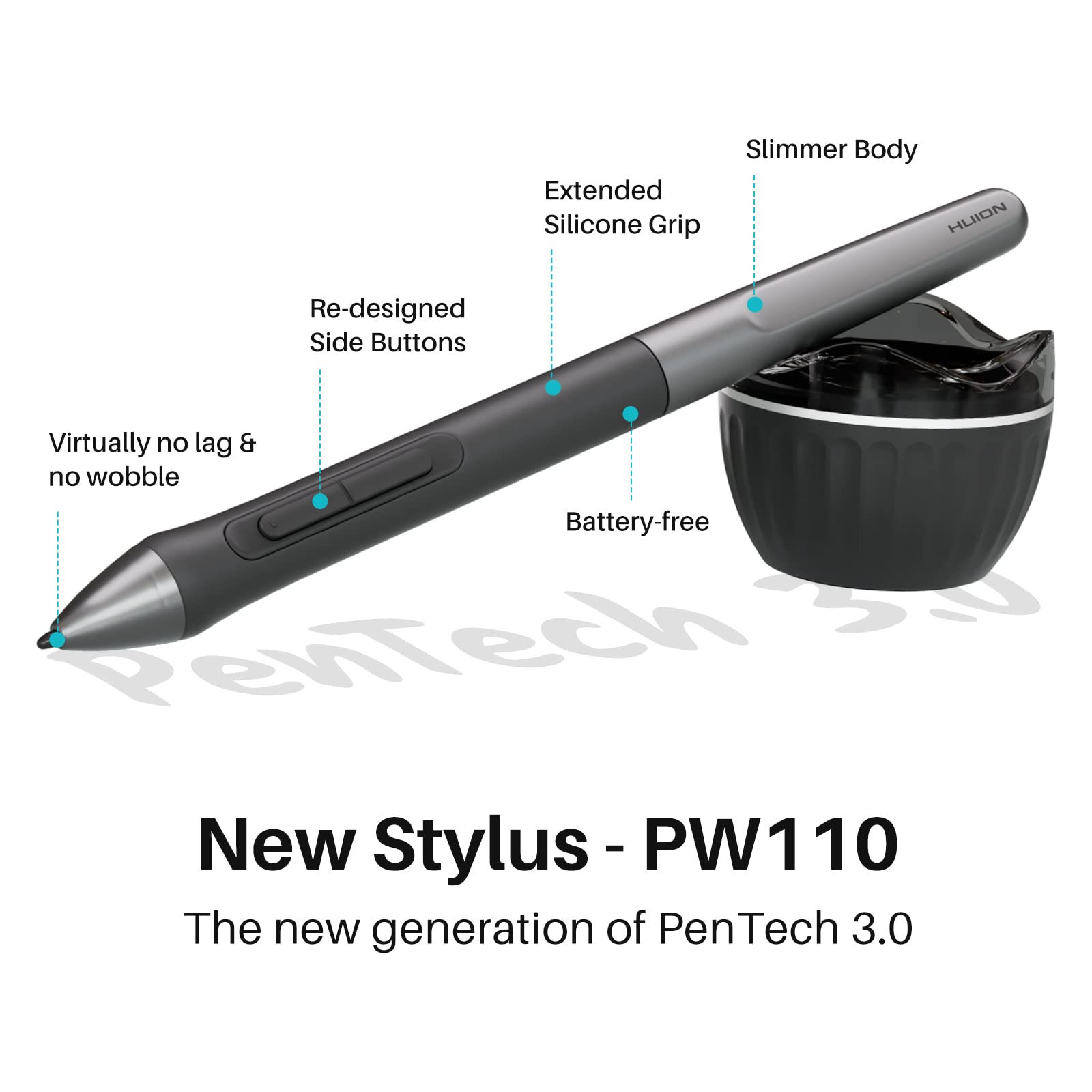 HUION Inspiroy 2 Large 10x6 Inch Drawing Tablet with Battery-Free Stylus, 8 Custom Keys & Scroll Wheel - Digital Art Graphics Tablet for Mac, PC, Mobile - Perfect for Artists, Designers & Online Teaching (Black, 2023 Model)