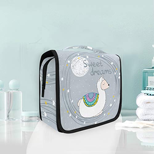 **Domook Hanging Travel Toiletry Bag - Llama Print Makeup Case & Cosmetic Organizer for Men & Women - Perfect for Camping, Gym & Air Travel**
