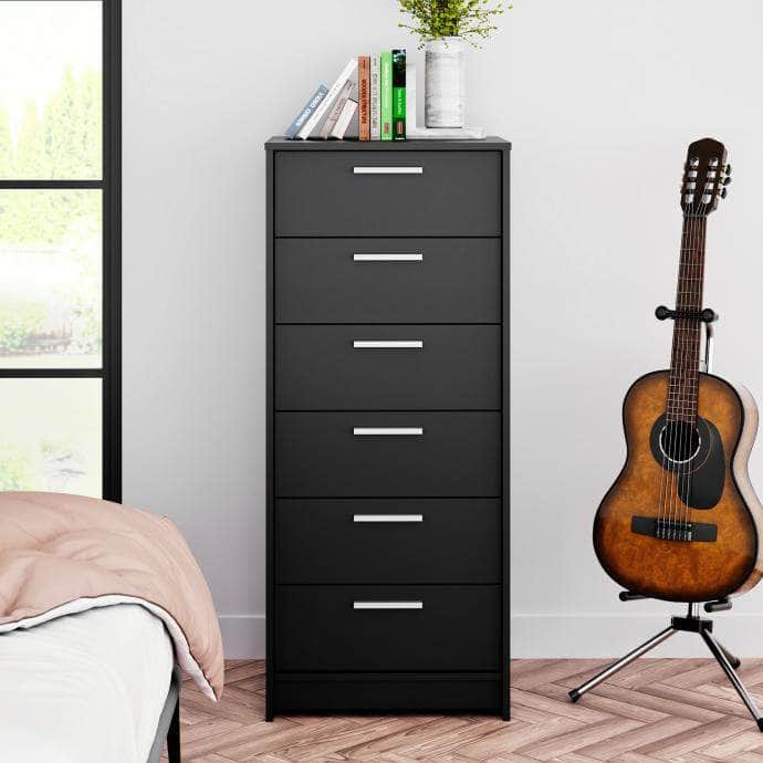 Studio Essentials 6-Drawer Tall Chest Dresser - 2 Color Options for Bedroom & Office Storage Organization