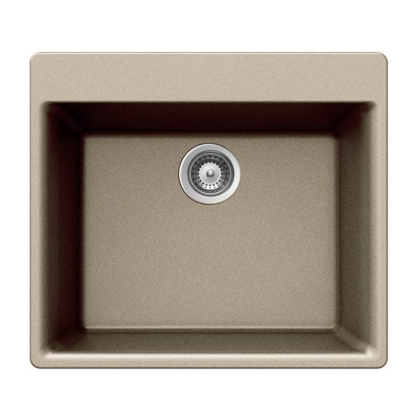 Hamat SIO 2420ST TA Topmount Single Bowl Granite Composite Kitchen Sink in Taupe - Durable & Stylish for Modern Kitchens, Perfect for Food Prep, Dishwashing & Entertaining
