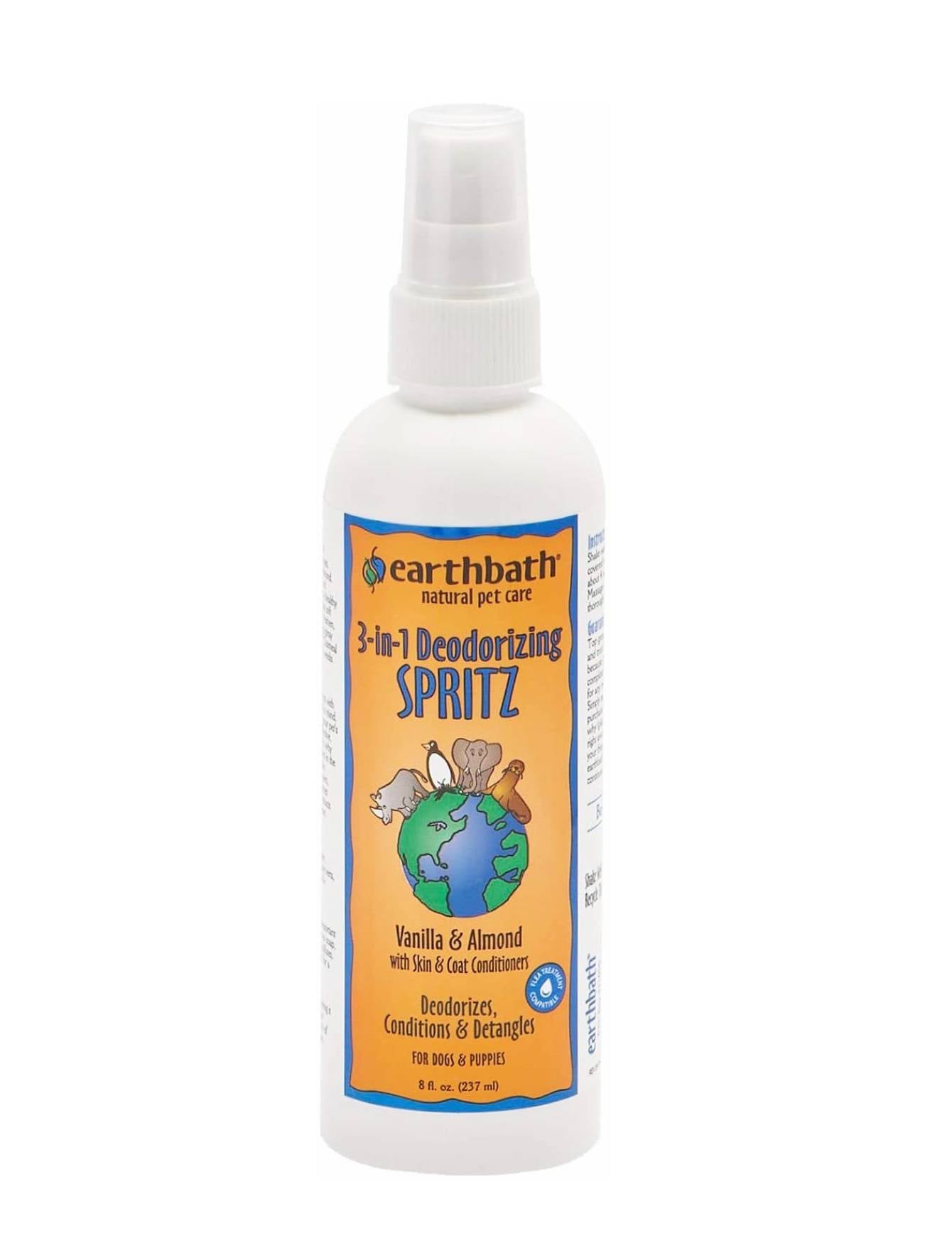 Earthbath Vanilla Almond 3-in-1 Deodorizing Spray for Dogs - 8oz (237ml) | Natural Pet Odor Eliminator & Freshener | Perfect for Grooming, Between Baths & After Outdoor Activities
