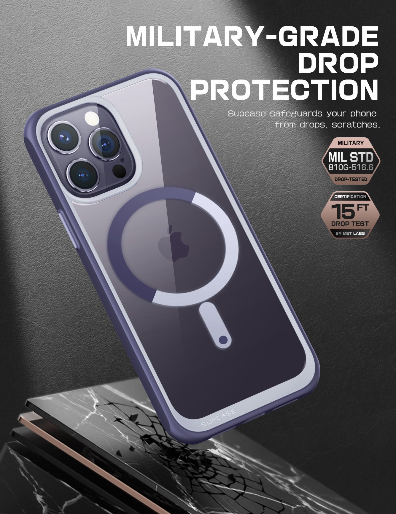 iPhone 14 Pro Max 6.7 Inch Unicorn Beetle MAG Slim Clear MagSafe Case - Shockproof Protective Cover with Magnetic Alignment (Deep Purple) | Perfect for Daily Use, Travel & Wireless Charging