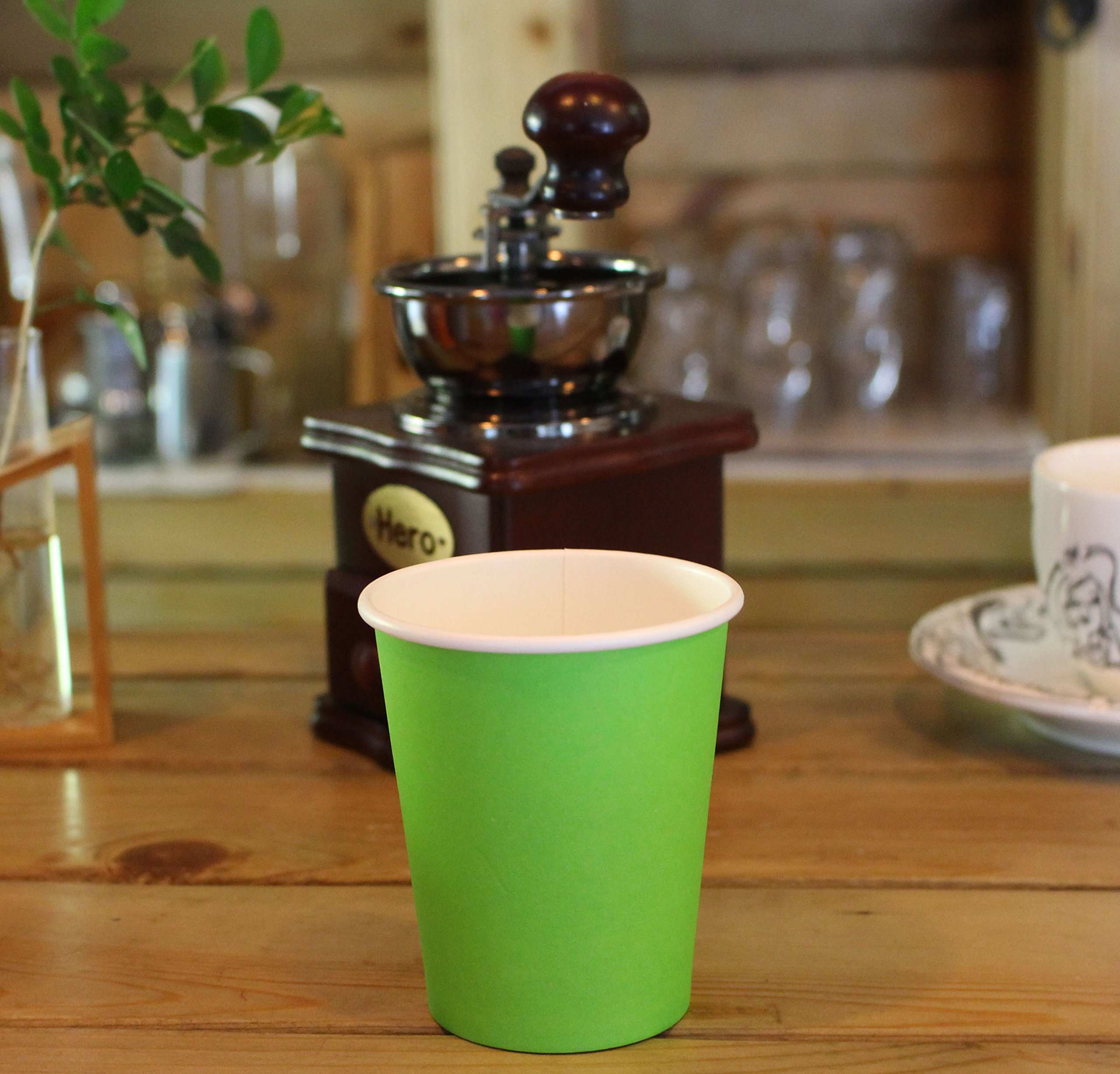 Yes!Fresh Hot Party Paper Cups - 8 Ounce (50 Count) - Multiple Colors (Green) - Ideal for Coffee, Tea, Hot Chocolate & Parties