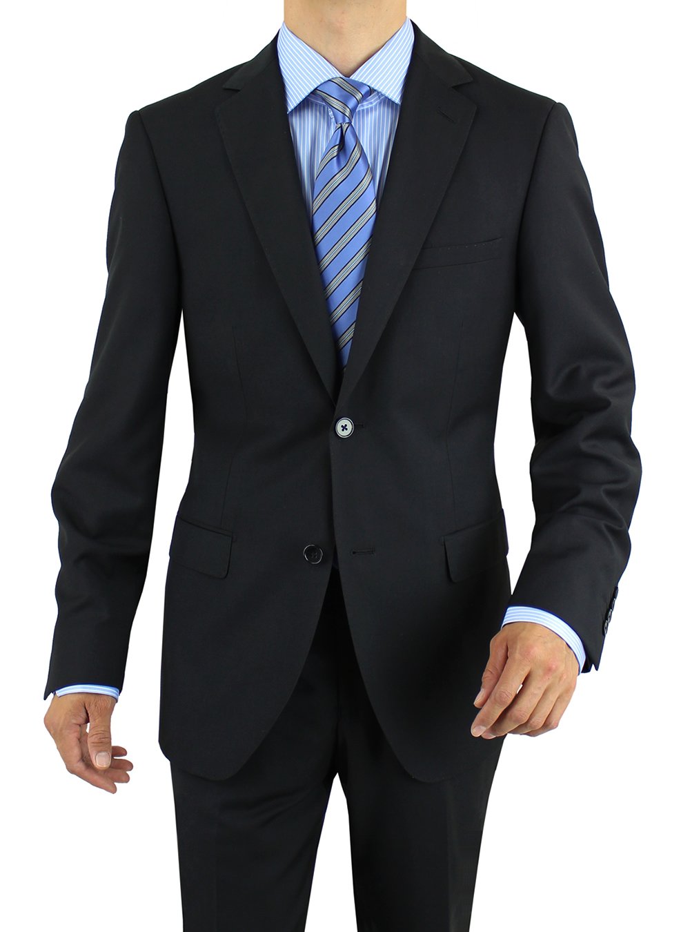 Salvatore Exte Men's Slim Fit 2-Button Suit Set - Single Vent Blazer & Flat Front Dress Pants for Business, Weddings & Formal Occasions