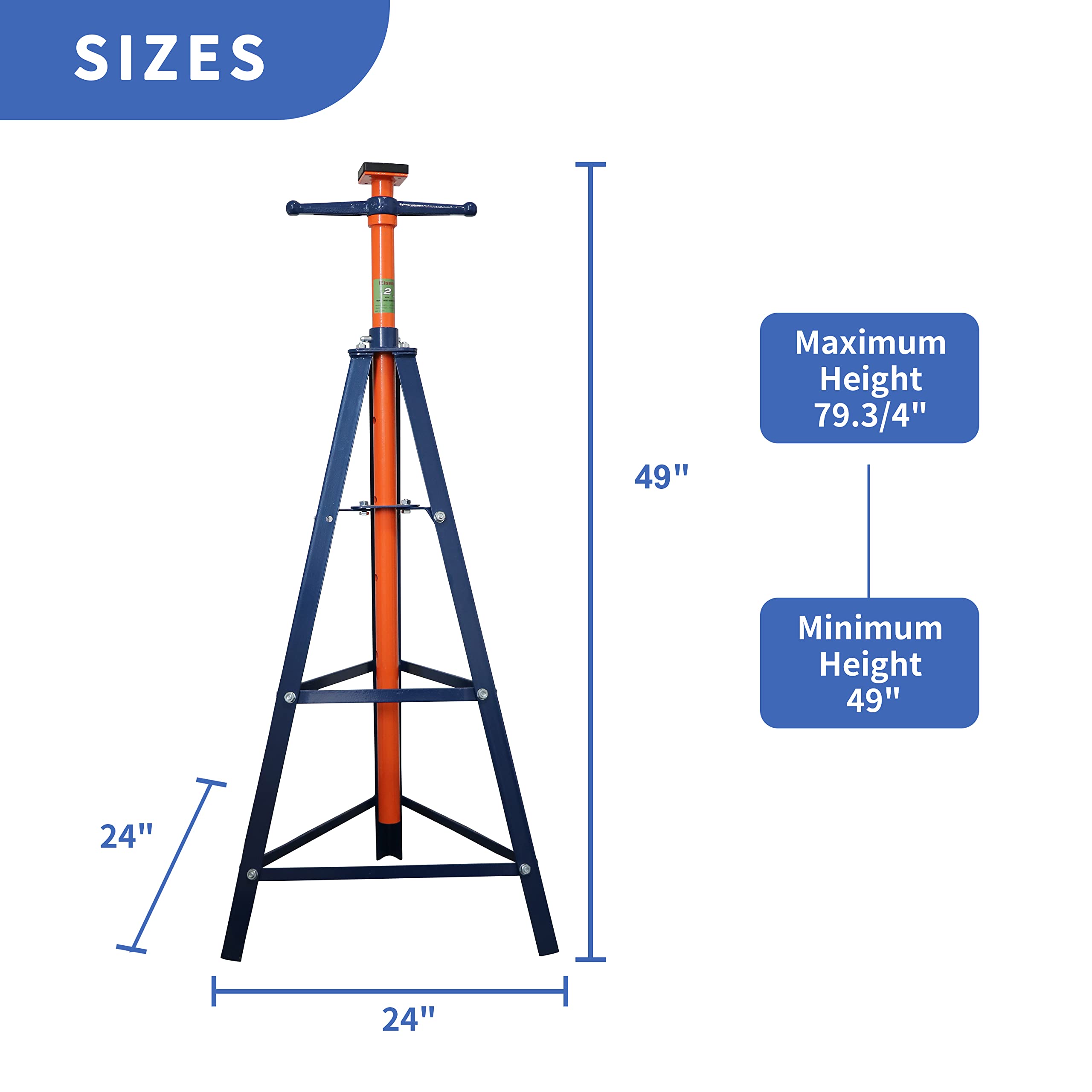 PONO 2 Ton Underhoist Tripod Stand - Heavy Duty High Lift Jack Stand with 80