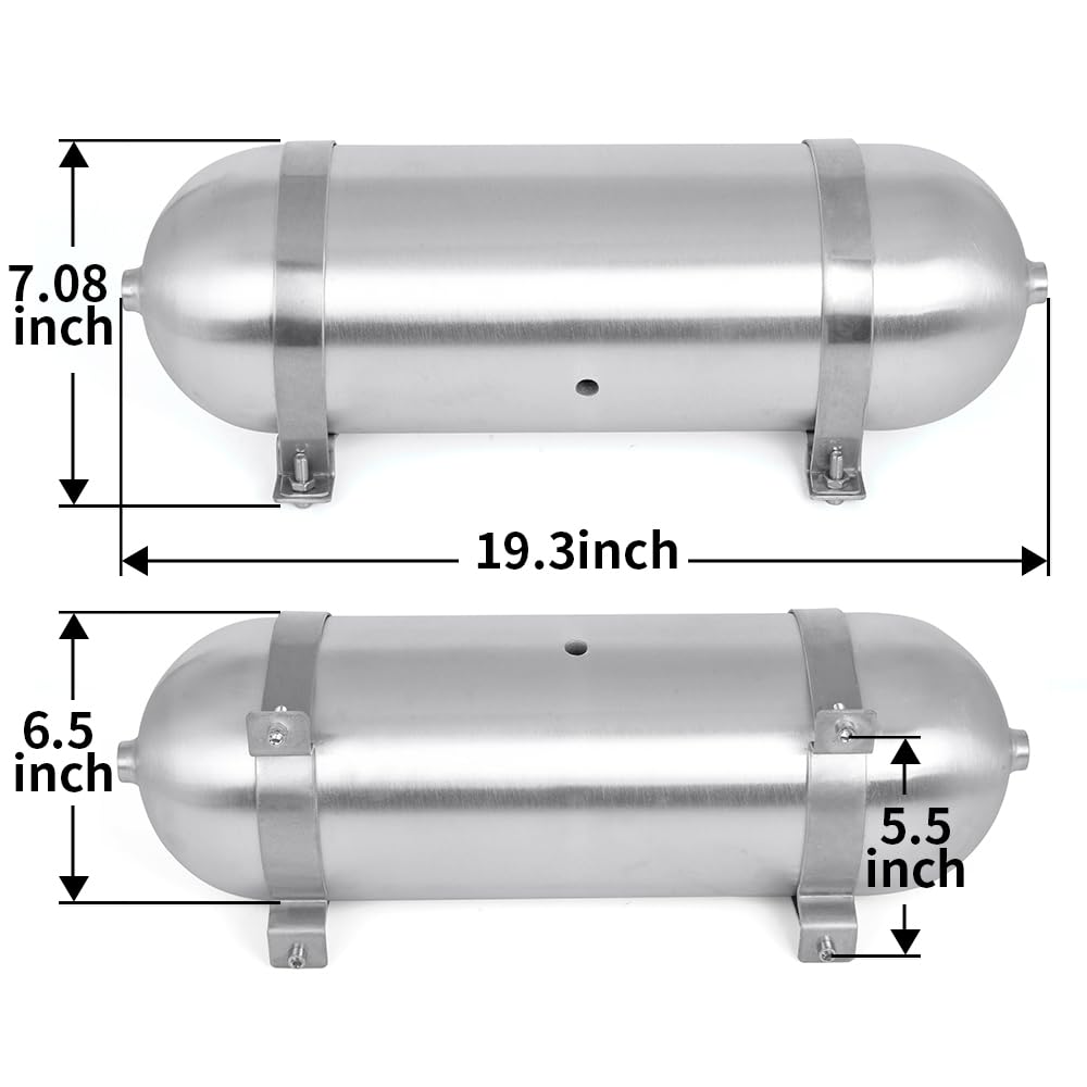 3 Gallon Aluminum Air Tank with 1/4 Inch NPT Ports - Lightweight & Durable for Air Suspension Systems, Off-Road Vehicles, and Paintball Guns
