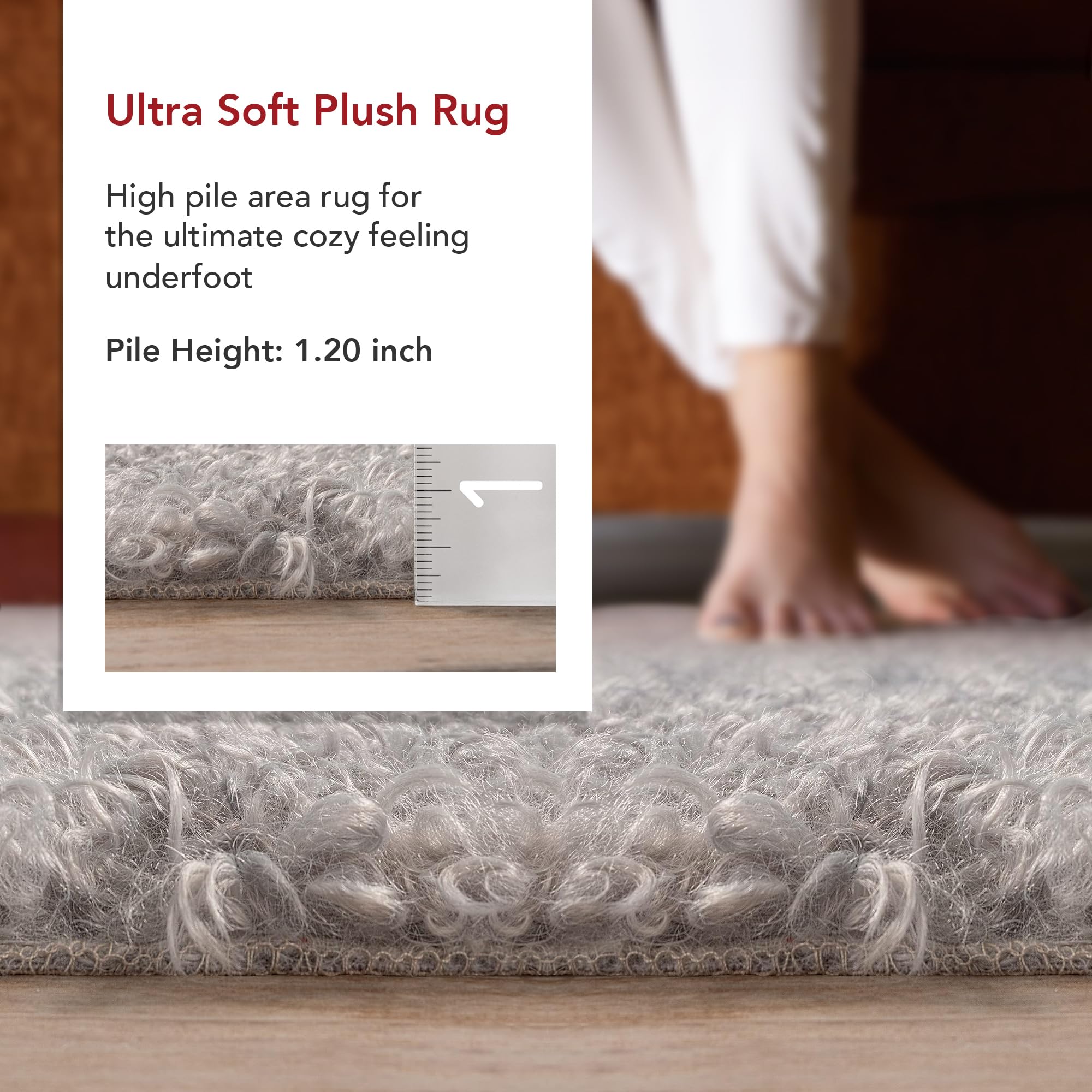 nuLOOM Marlow Machine Washable Soft Shaggy Faux Sheepskin Area Rug 6x9 Feet, Light Grey - Plush Living Room Rug, Cozy Bedroom Carpet, Pet-Friendly Floor Mat for Home Decor