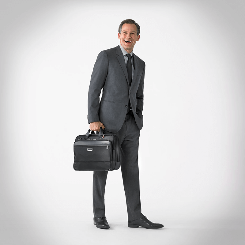 @Work Medium Briefcase for Men & Women - Professional Business Laptop Bag for Office, Travel & Commuting - Stylish Black Work Bag with Multiple Pockets