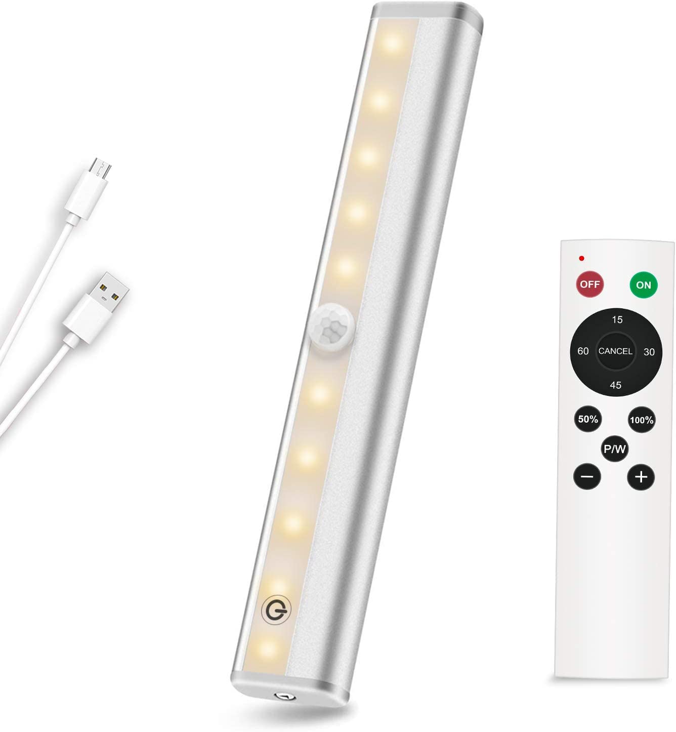 Diomart 20-LED Rechargeable Wireless Closet Light with Remote & Touch Control - Under Cabinet Lighting for Kitchen, Wardrobe, Stairs, Hallway - Stick Anywhere Night Light Bar (1 Pack) - Perfect for Bedrooms, Closets & Dark Spaces