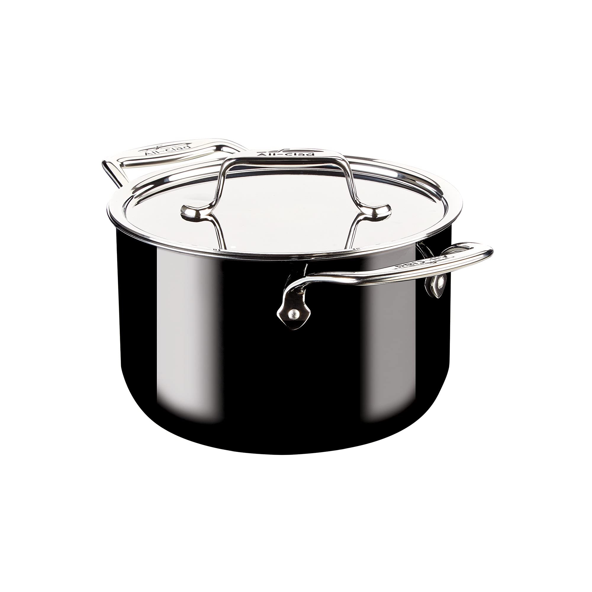 All-Clad FUSIONTEC 4-Quart Ceramic Nonstick Soup Pot with Steel Core - Onyx Black - Perfect for Simmering, Boiling & Serving Soups, Stews & Pasta Dishes