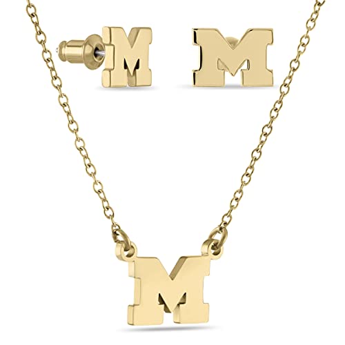 A - Gold Plated Earrings and Matching Necklace Set
