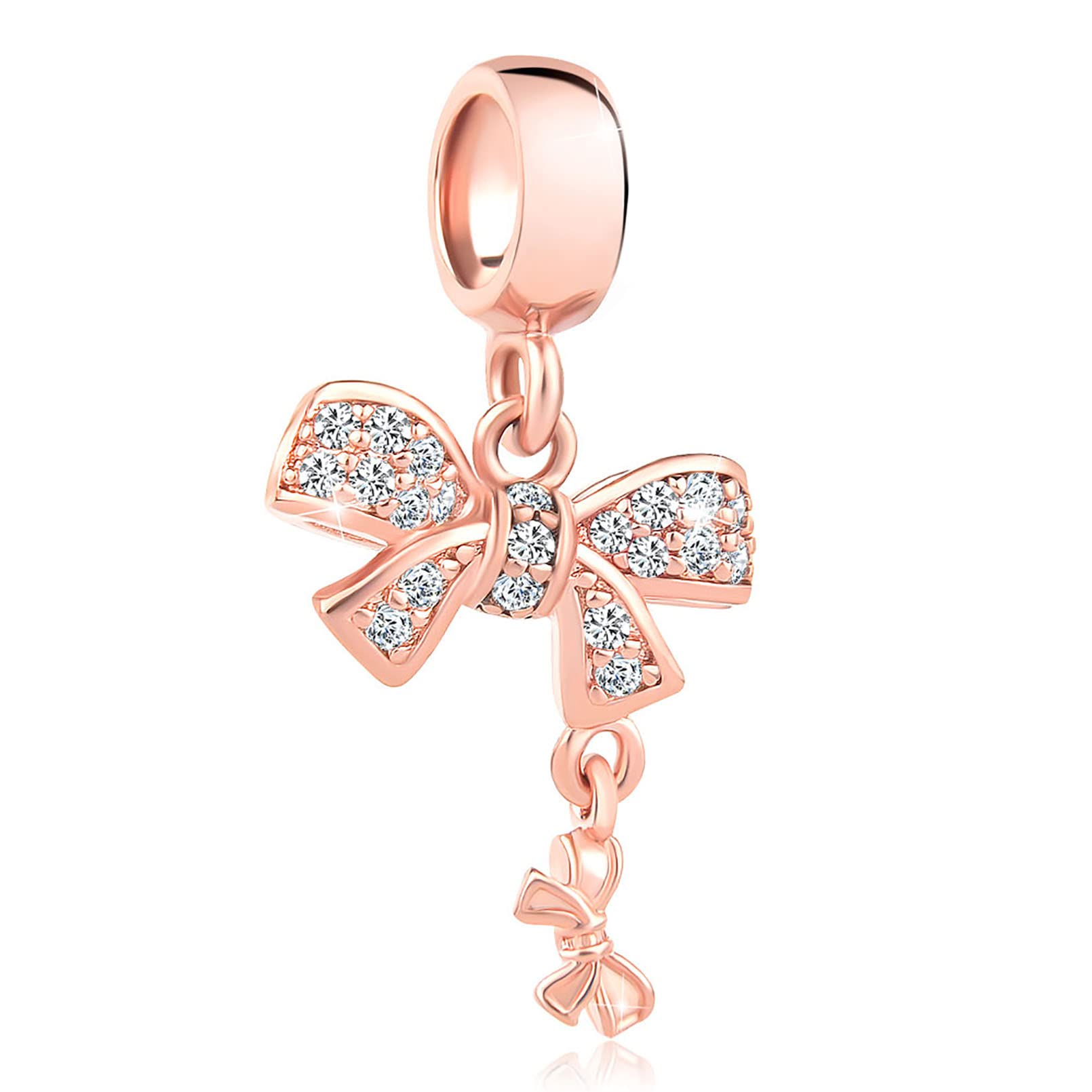 Rose Gold & Silver Two-Tone Bowknot Charm for Pandora Moments Bracelets - Perfect Gift for Women, Daughter, Sister | Christmas, Birthday, Anniversary Jewelry Present