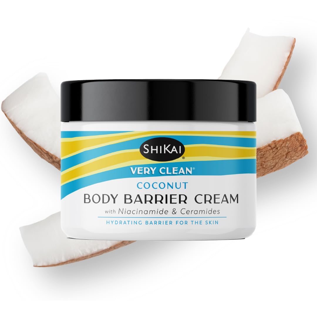 ShiKai Very Clean Moisturizing Body Barrier Cream - Coconut Scented (4.5 oz) | Hydrating Skin Barrier with Niacinamide, Ceramides & Shea Butter | Deep Moisture for Dry, Sensitive Skin | Perfect for Daily Use & After-Shower Care
