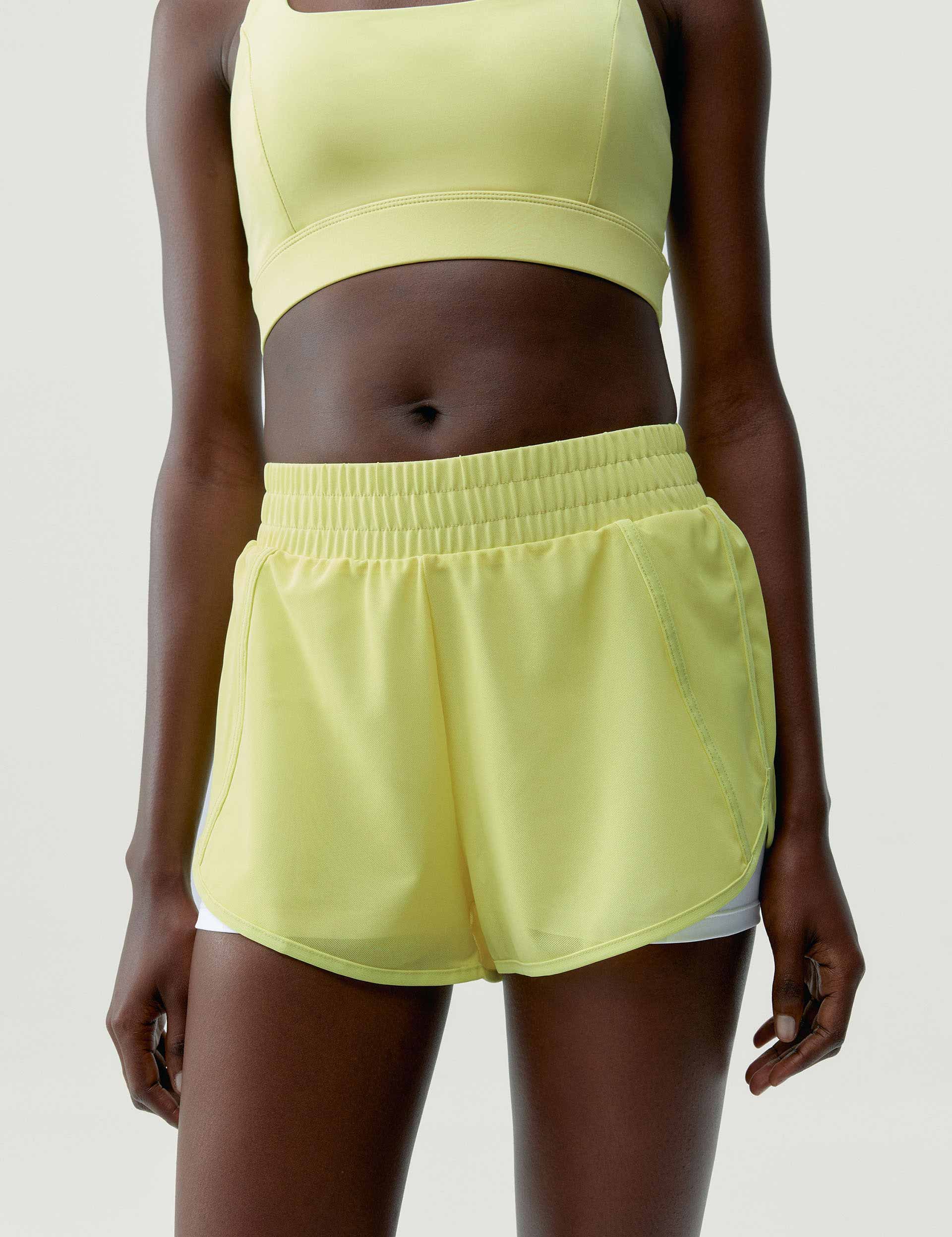 Padma Short 2.0 - Women's Running Shorts in Yellow Green/White | Lightweight Quick-Dry Athletic Shorts for Jogging, Yoga & Gym Workouts