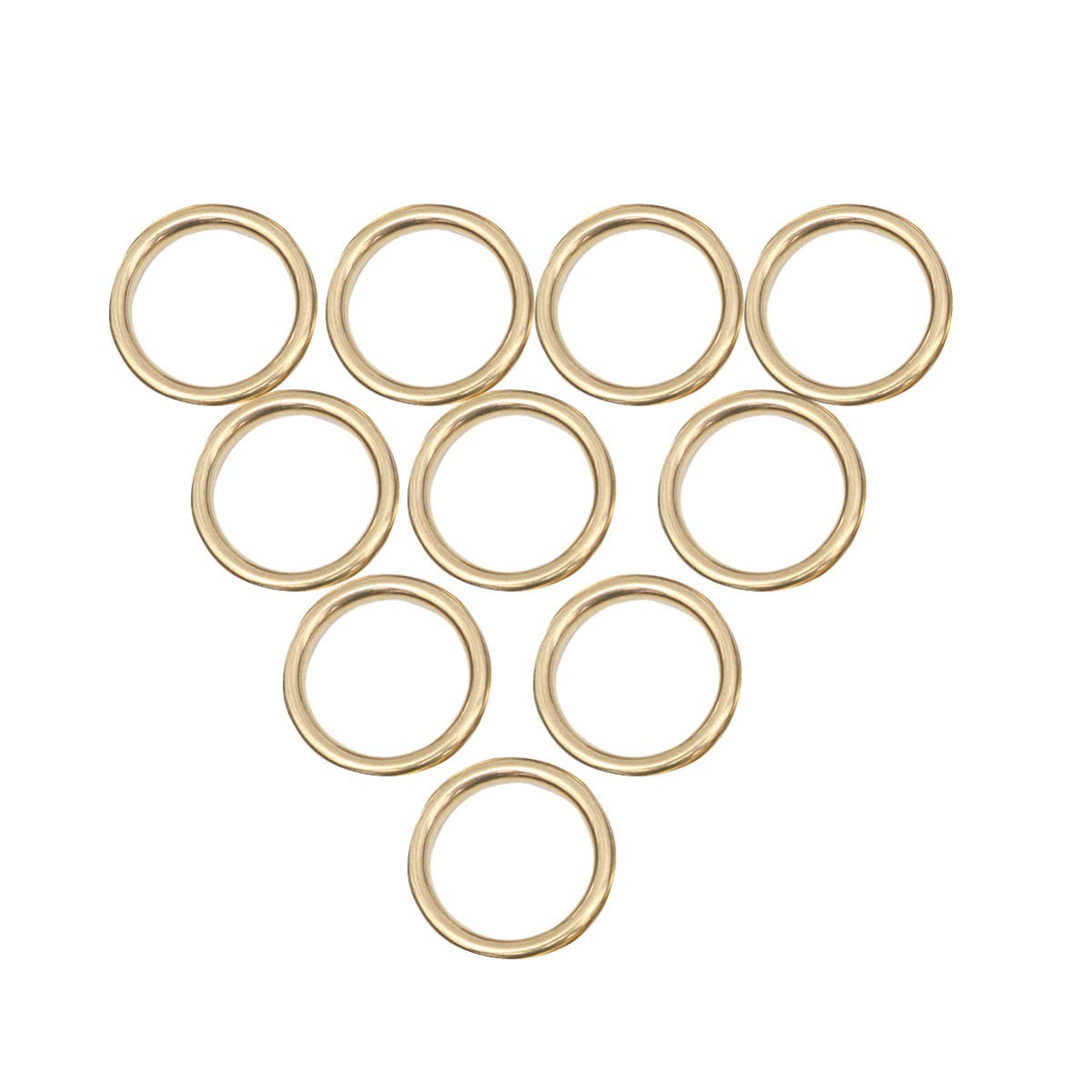 EXCEART 10pcs Solid Brass Round Rings - Heavy Duty Bag Belt Buckles, Keyrings & Leathercraft Hardware for DIY Straps, Belts & Webbing Projects - Perfect for Handbags, Keychains & Leather Accessories