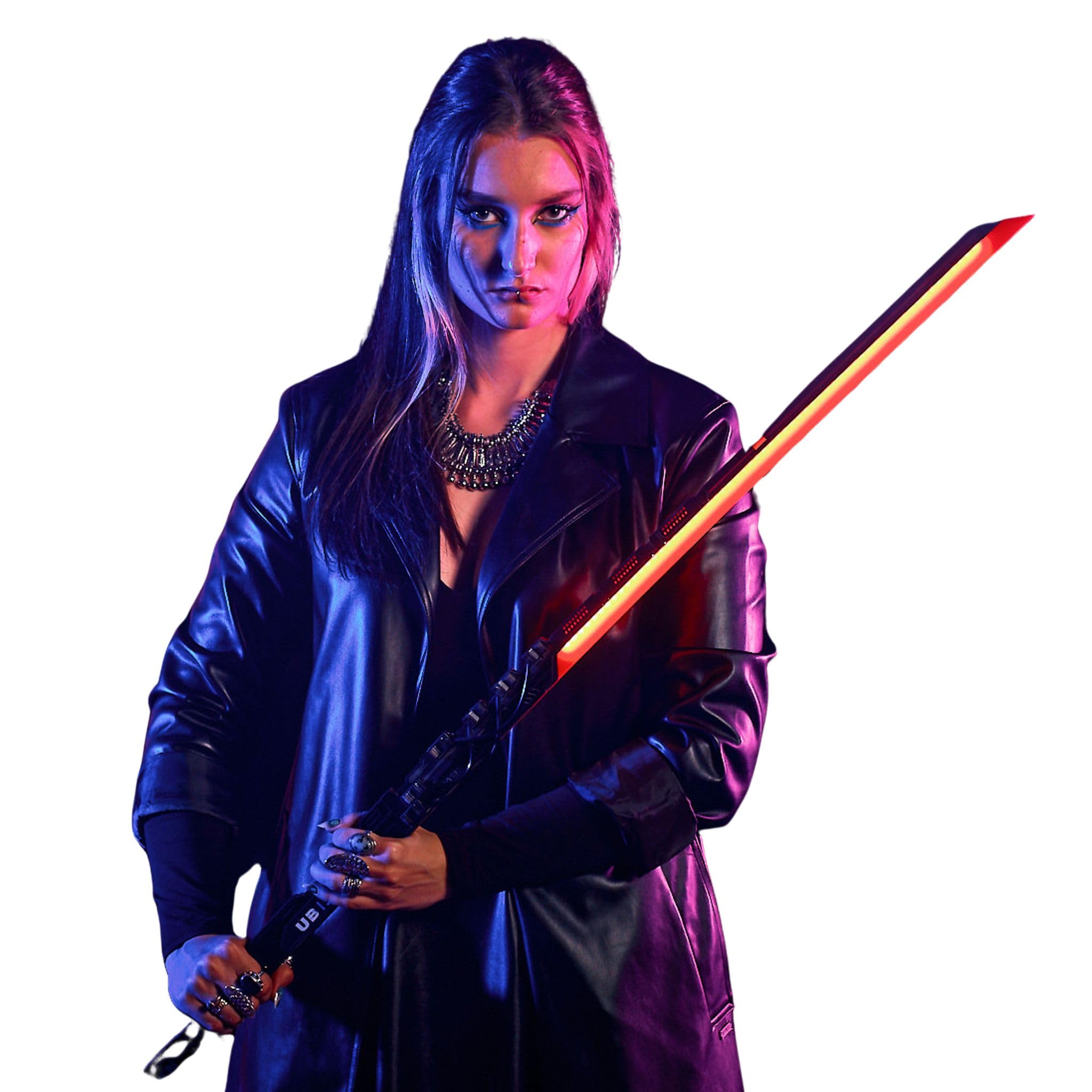 Cyberpunk Red LED Katana Sword - Kose Replica Prop for Cosplay, Halloween & Anime Conventions - Includes Back Harness Strap (Perfect for Costume Parties & Themed Events)